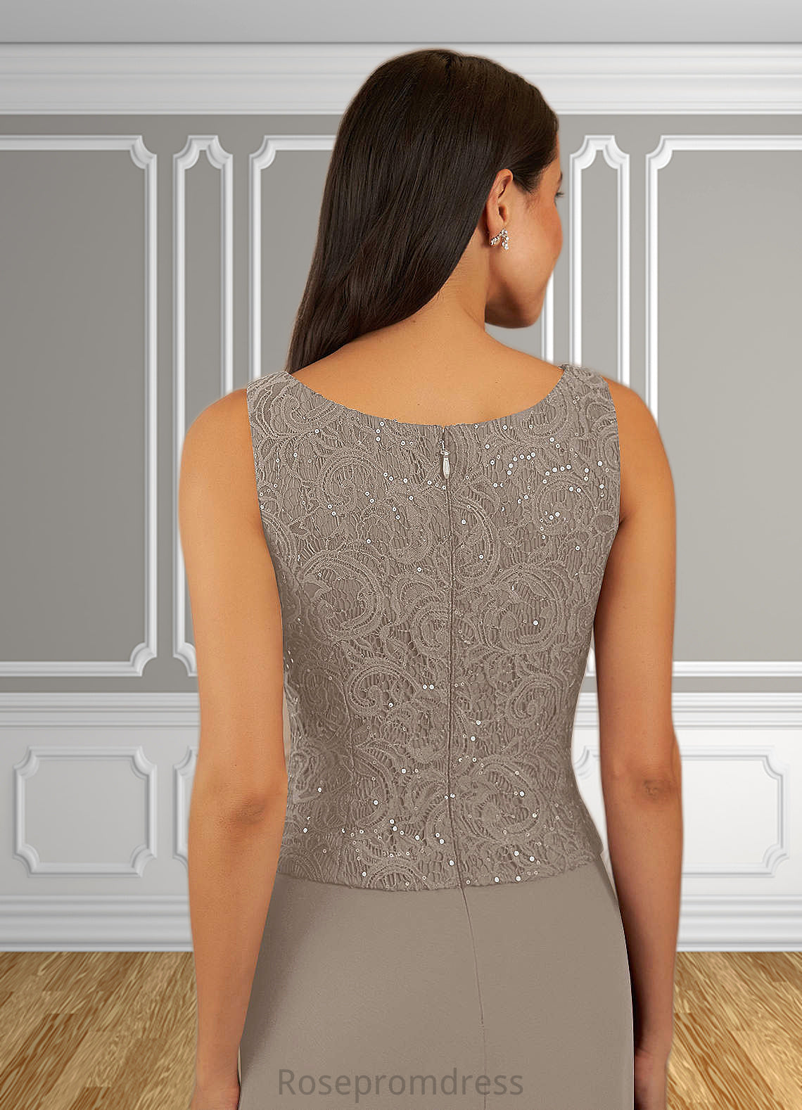 Rhianna Sheath Sequins Lace Floor-Length Dress SRSP0019861