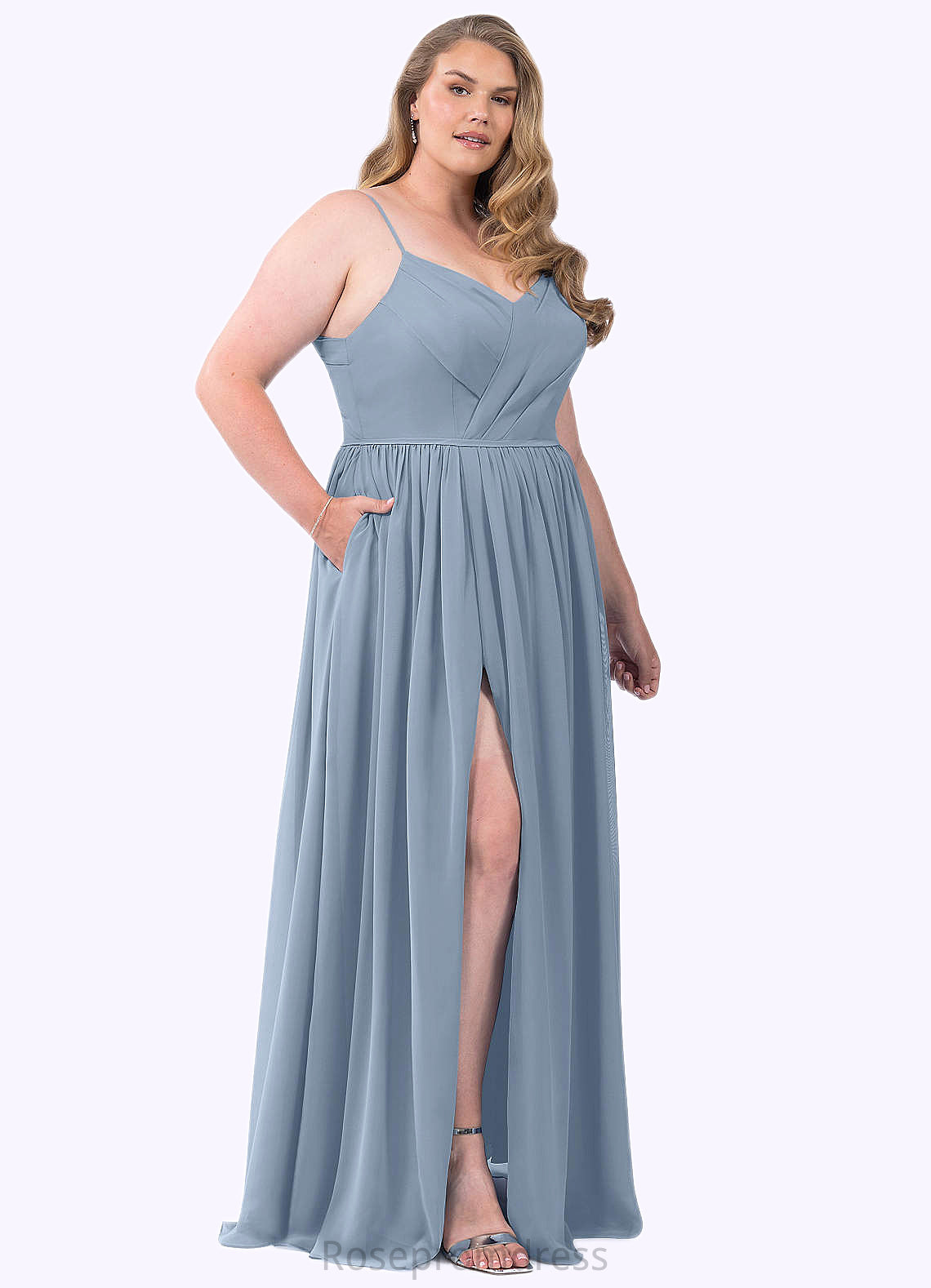 Aurora A-Line Pleated Chiffon Floor-Length Dress SRSP0019597