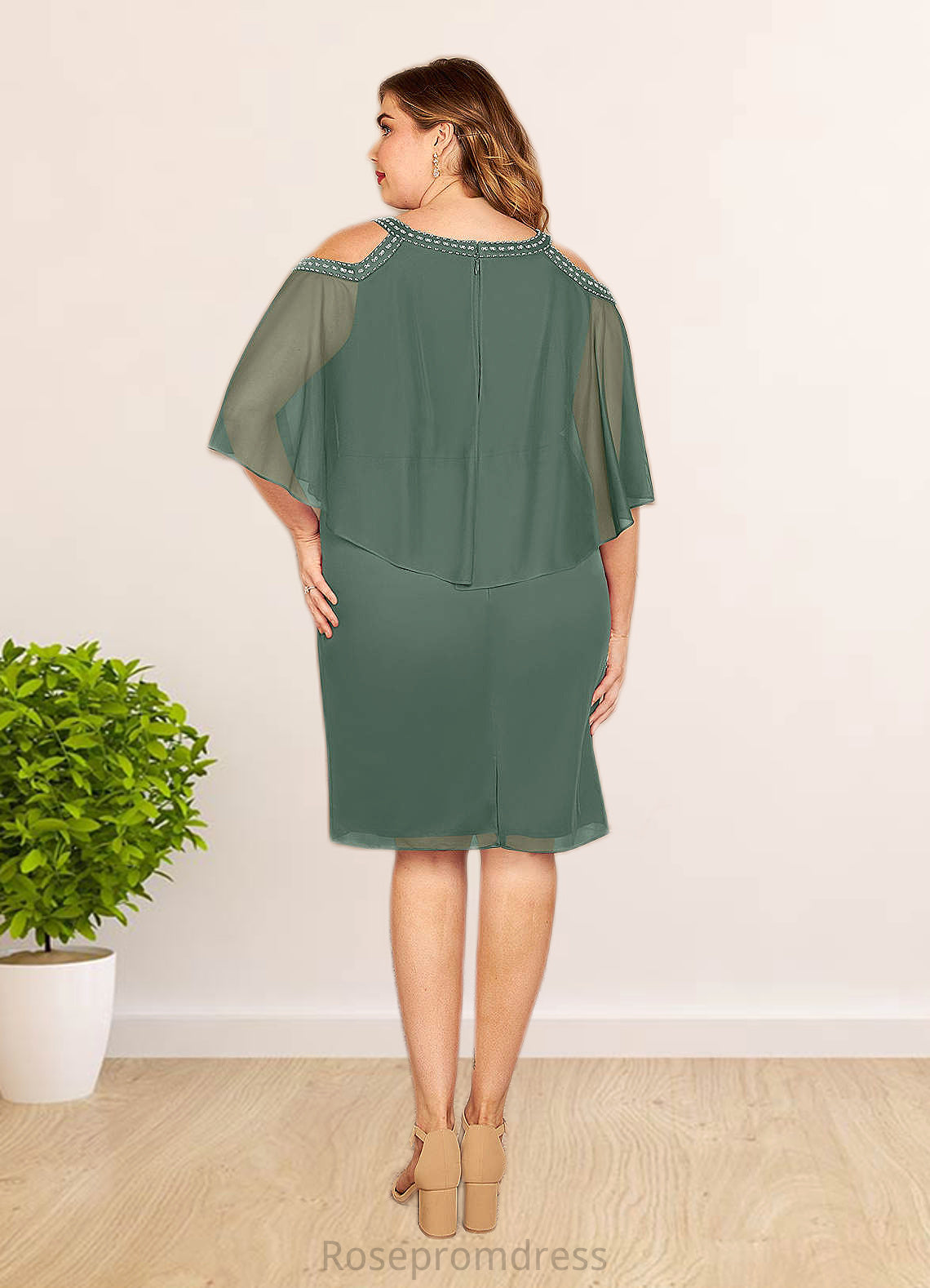 Esmeralda Sheath Sequins Mesh Knee-Length Dress SRSP0019871