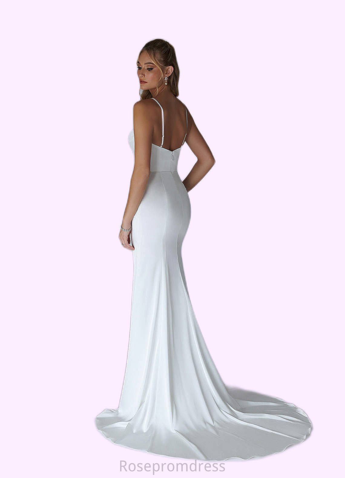 Zoe A-Line Pleated Stretch Satin Chapel Train Dress SRSP0020085