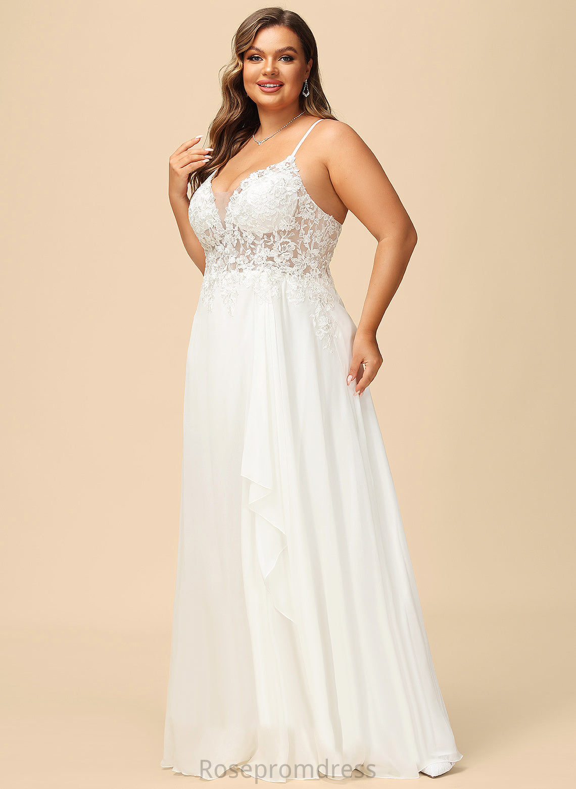 Floor-Length Wedding Wedding Dresses Chiffon Dress Anabella With A-Line V-neck Lace Sequins