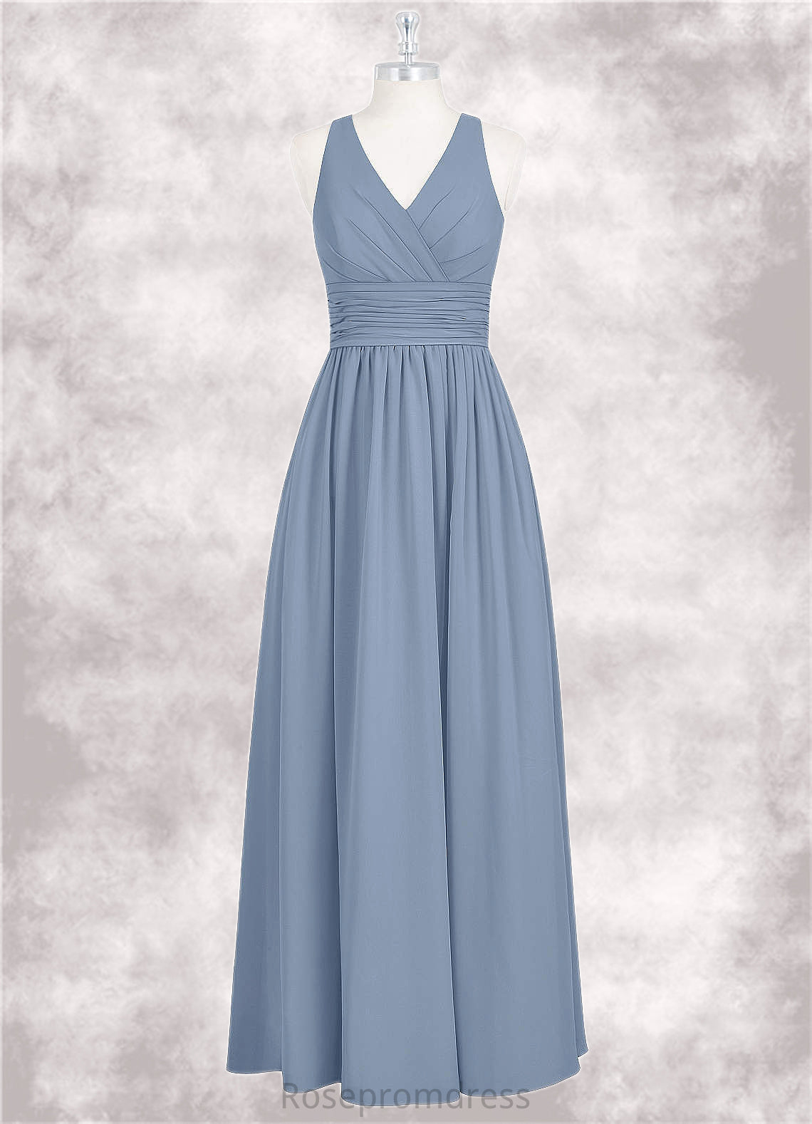 Mattie A-Line Pleated Chiffon Floor-Length Dress SRSP0019735