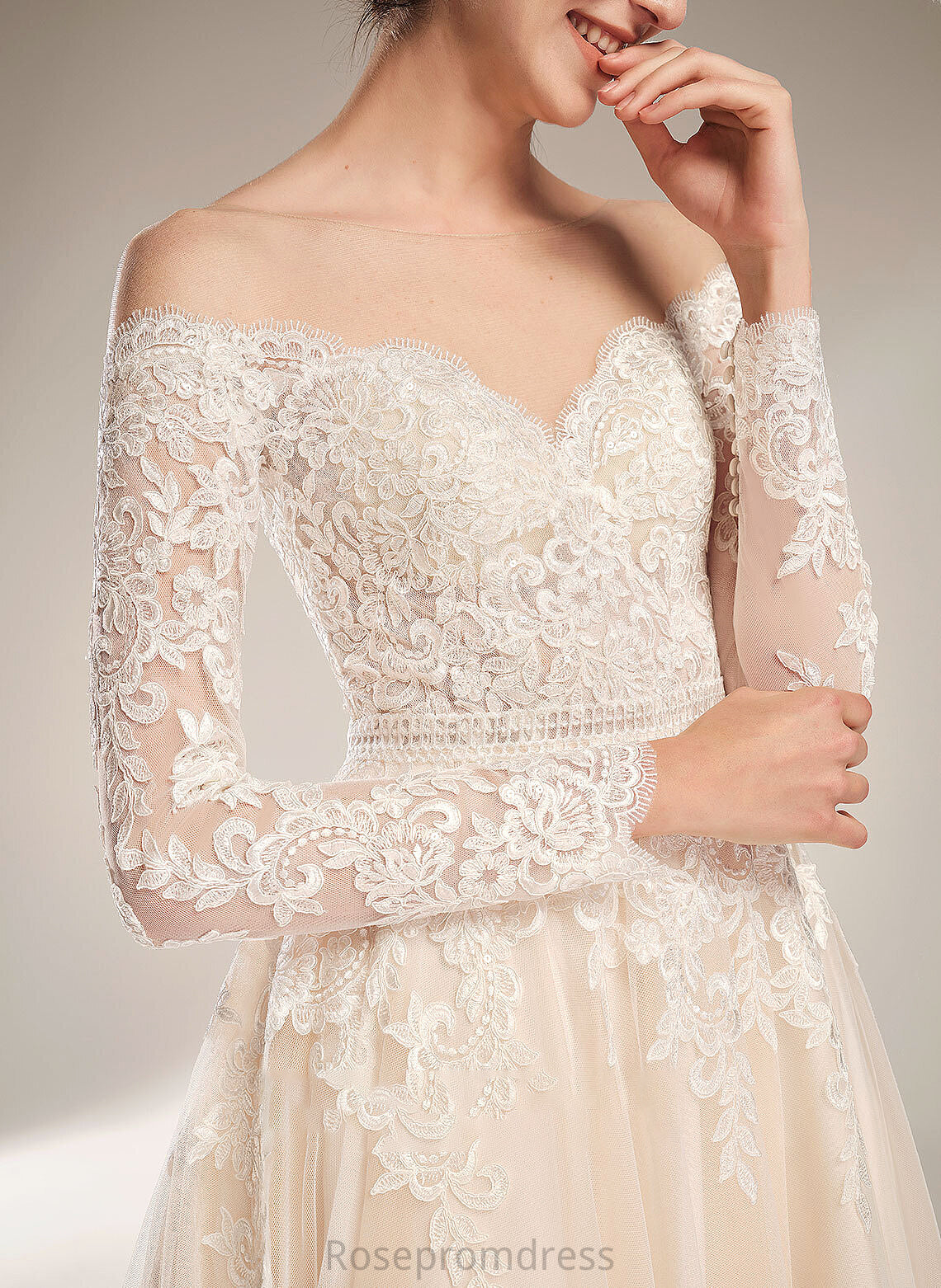 Dress Ball-Gown/Princess Wedding Dresses Raquel Train With Illusion Wedding Sequins Chapel