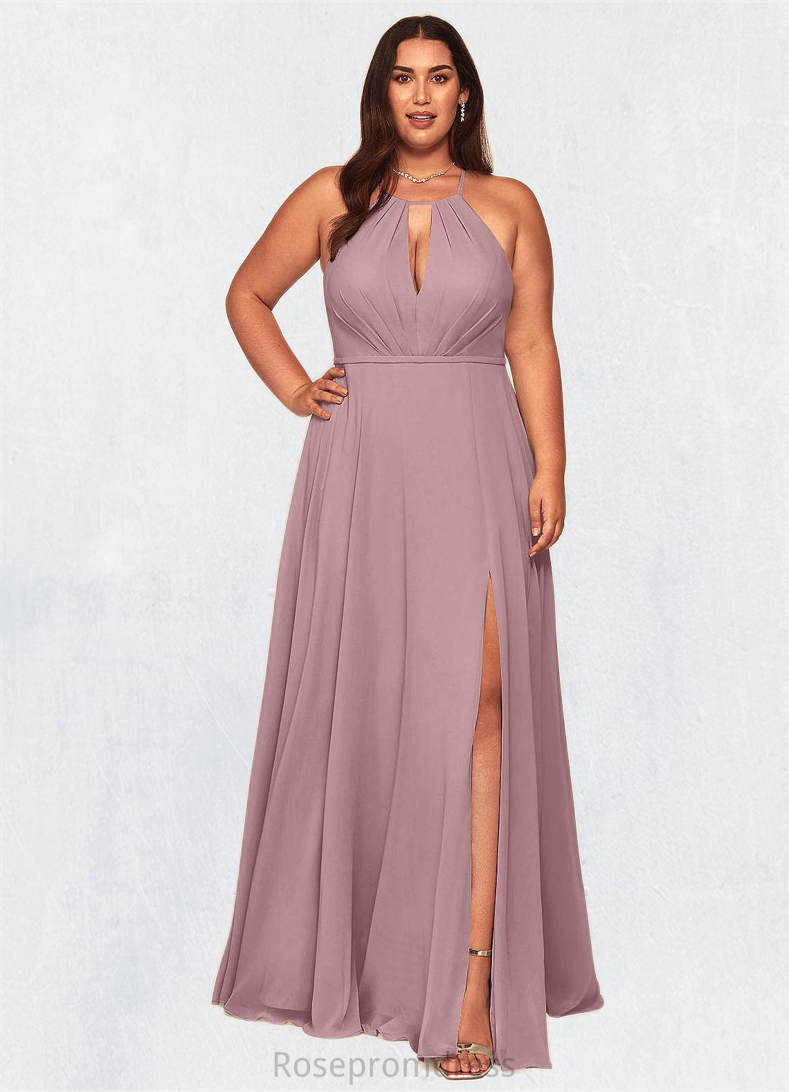 Serenity A-Line Pleated Chiffon Floor-Length Dress SRSP0019598