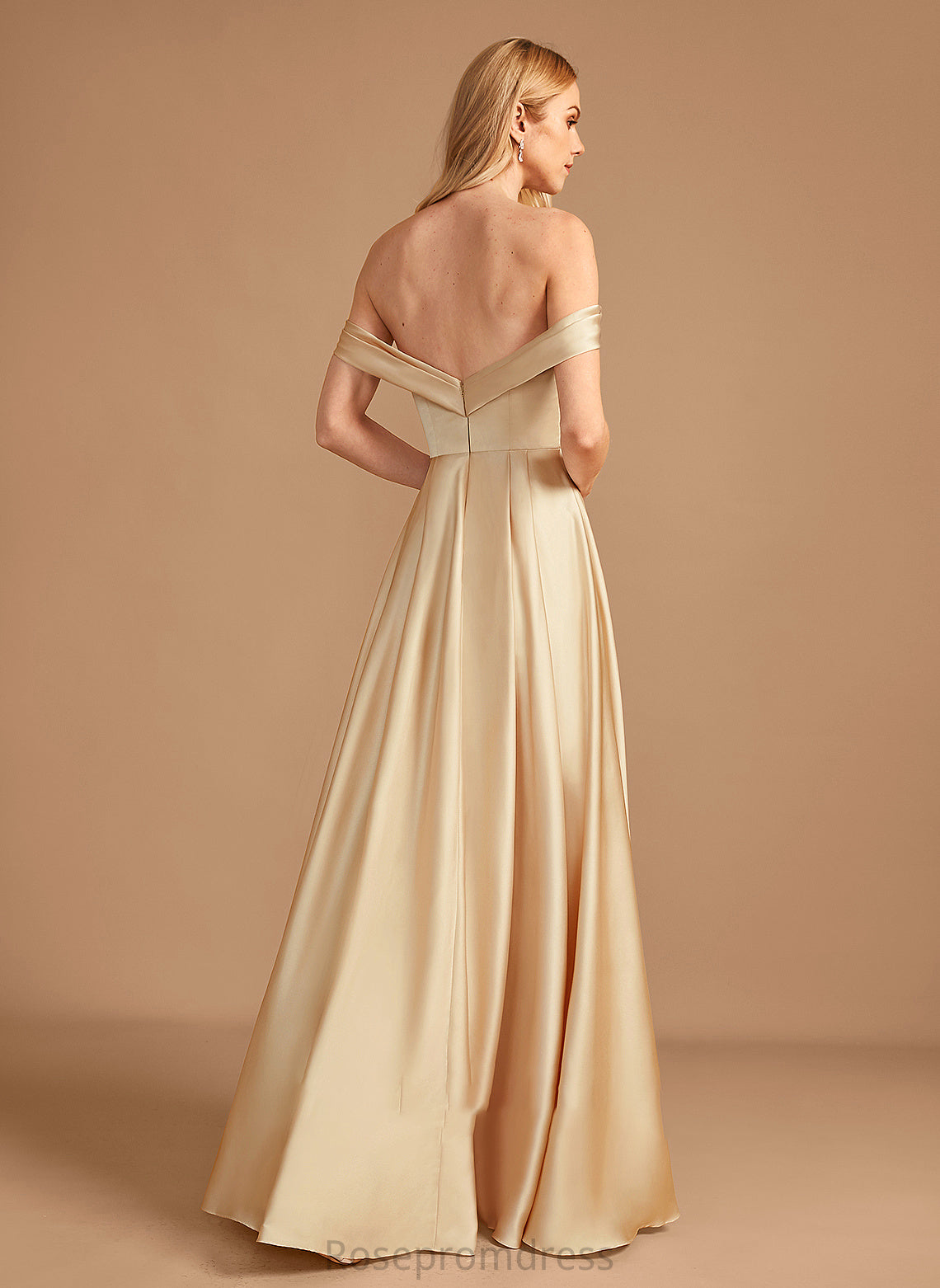 Pockets Floor-Length A-Line Neckline SplitFront Length Off-the-Shoulder Embellishment Silhouette Fabric Maud Floor Length Bridesmaid Dresses