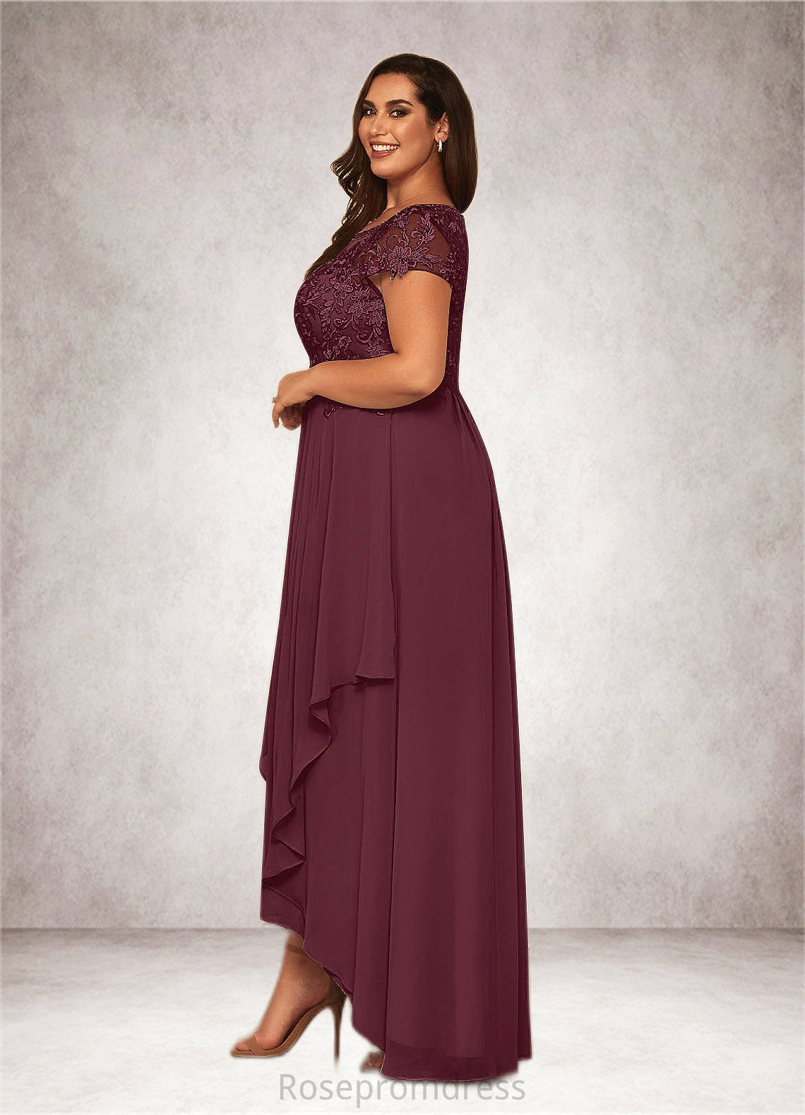 Amanda A-Line Lace Asymmetrical Dress SRSP0019870