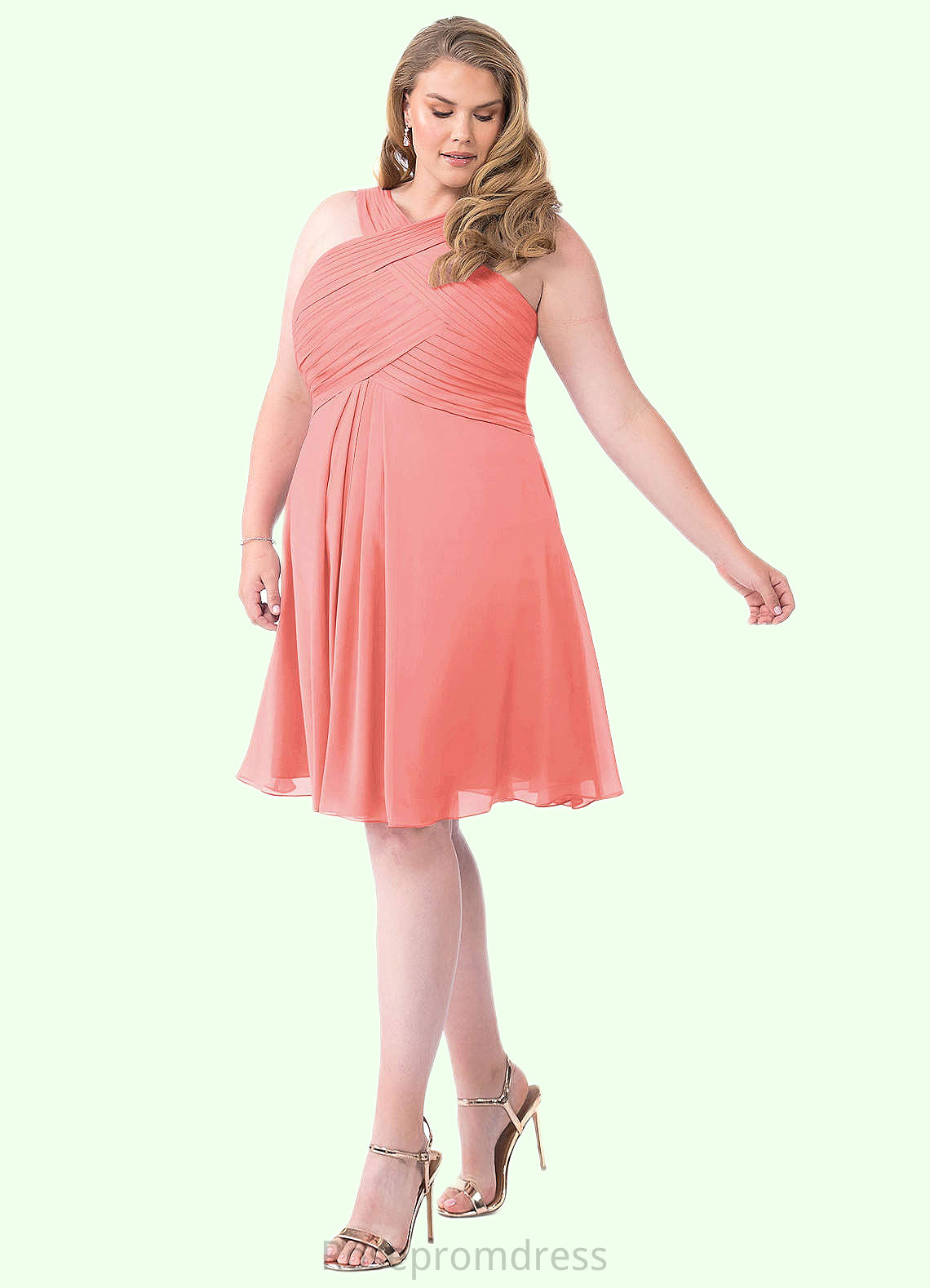 Aliya A-Line Pleated Chiffon Knee-Length Dress SRSP0019679