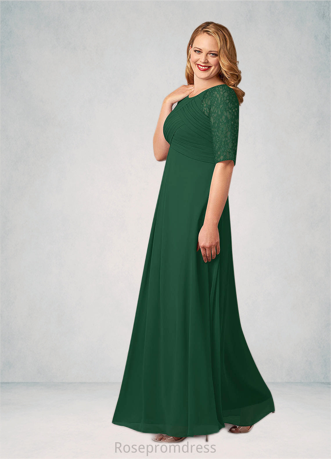 Norma A-Line Lace Chiffon Floor-Length Dress SRSP0019876
