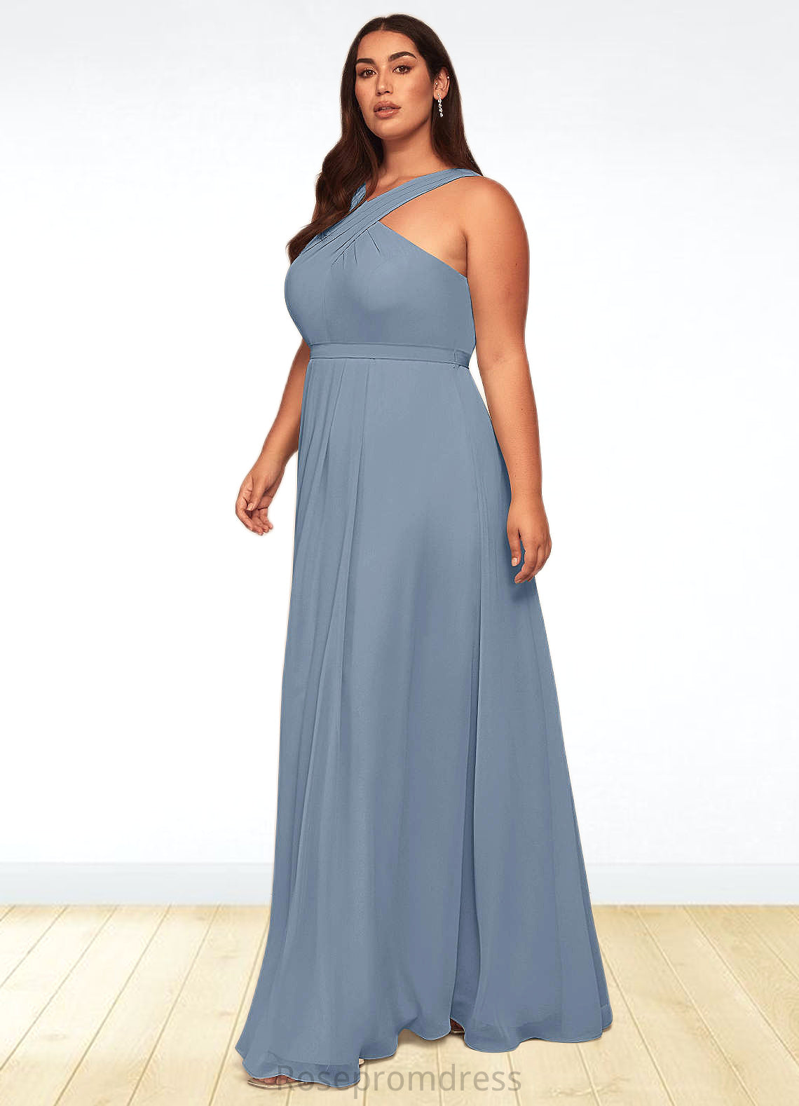 Andrea A-Line Pleated Chiffon Floor-Length Dress SRSP0019638