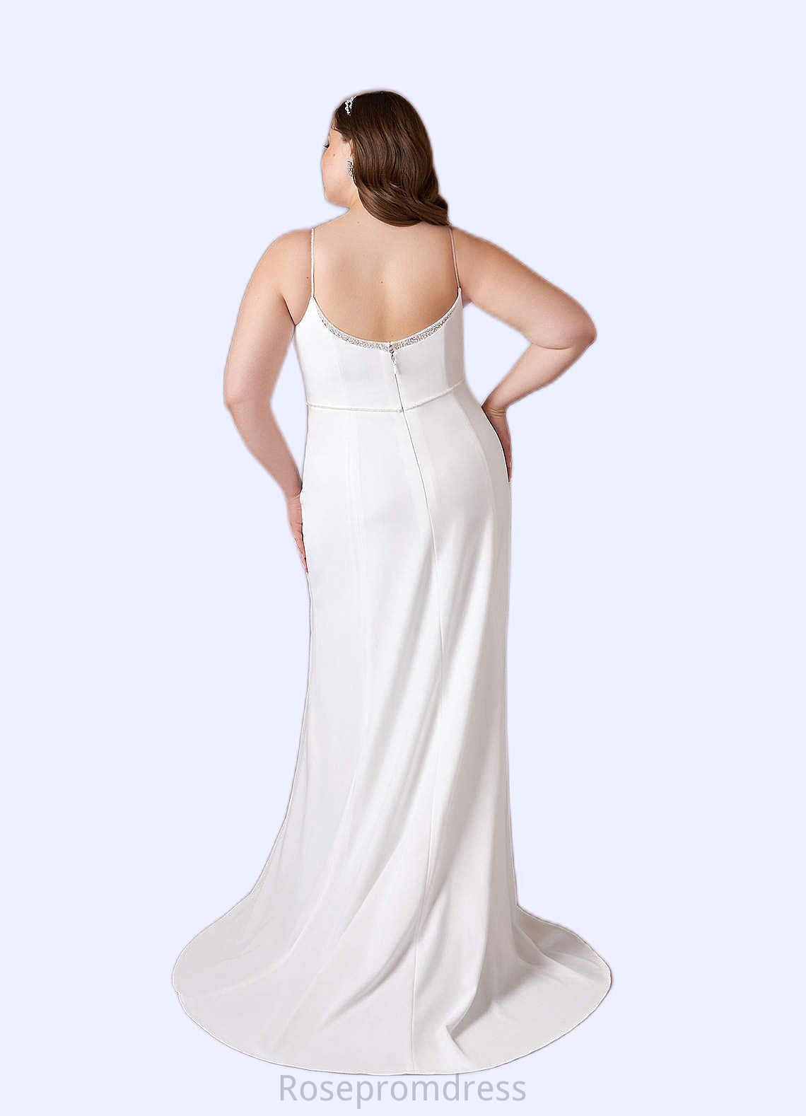 Frances Mermaid Sequins Stretch Crepe Chapel Train Dress SRSP0020112