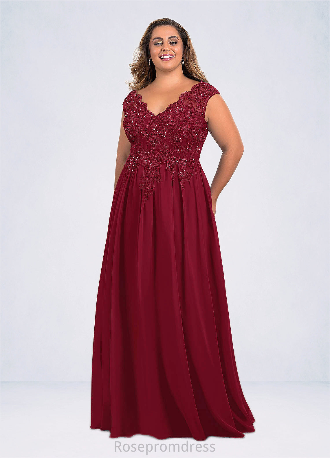 Julia A-Line Sequins Chiffon Floor-Length Dress SRSP0019842