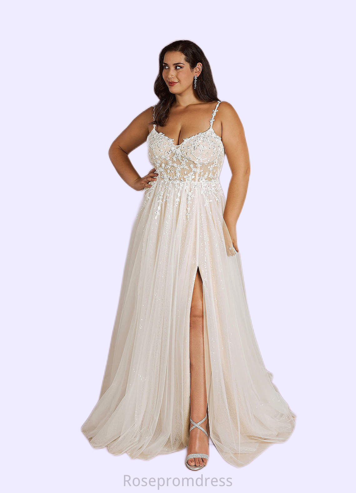 Payten A-Line Sequins Tulle Chapel Train Dress SRSP0020028