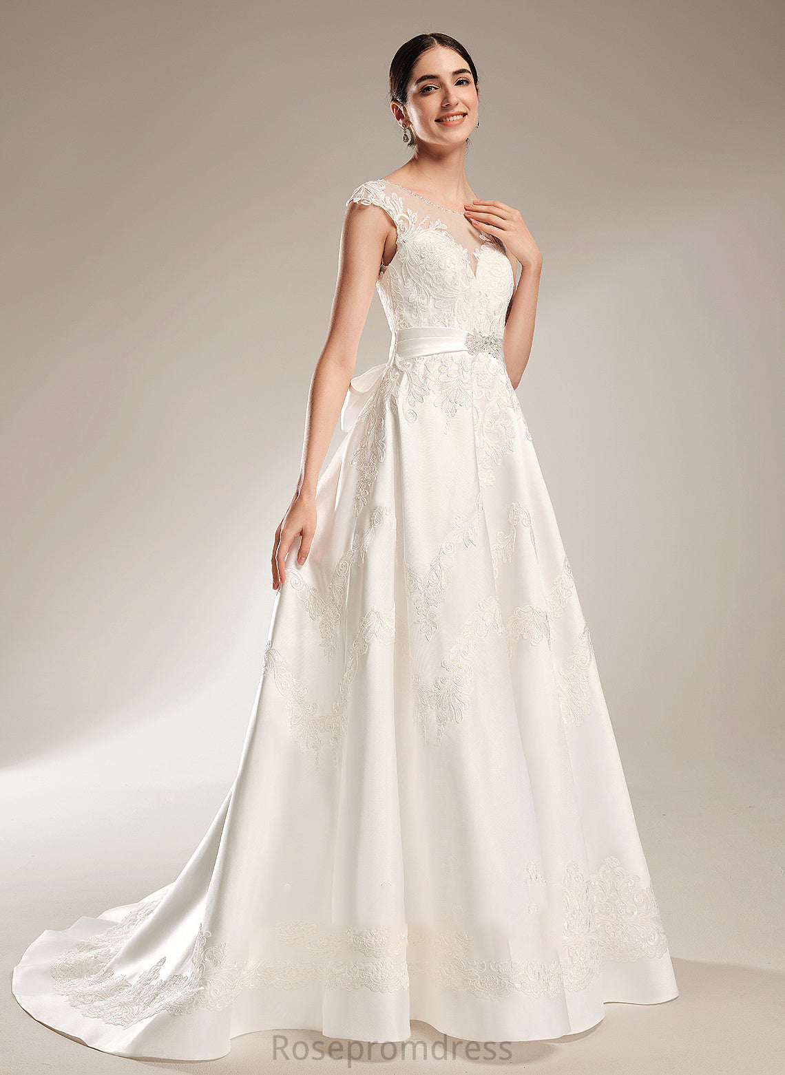 Ball-Gown/Princess With Sequins Dress Chapel Beading Train Anika Wedding Scoop Wedding Dresses Neck