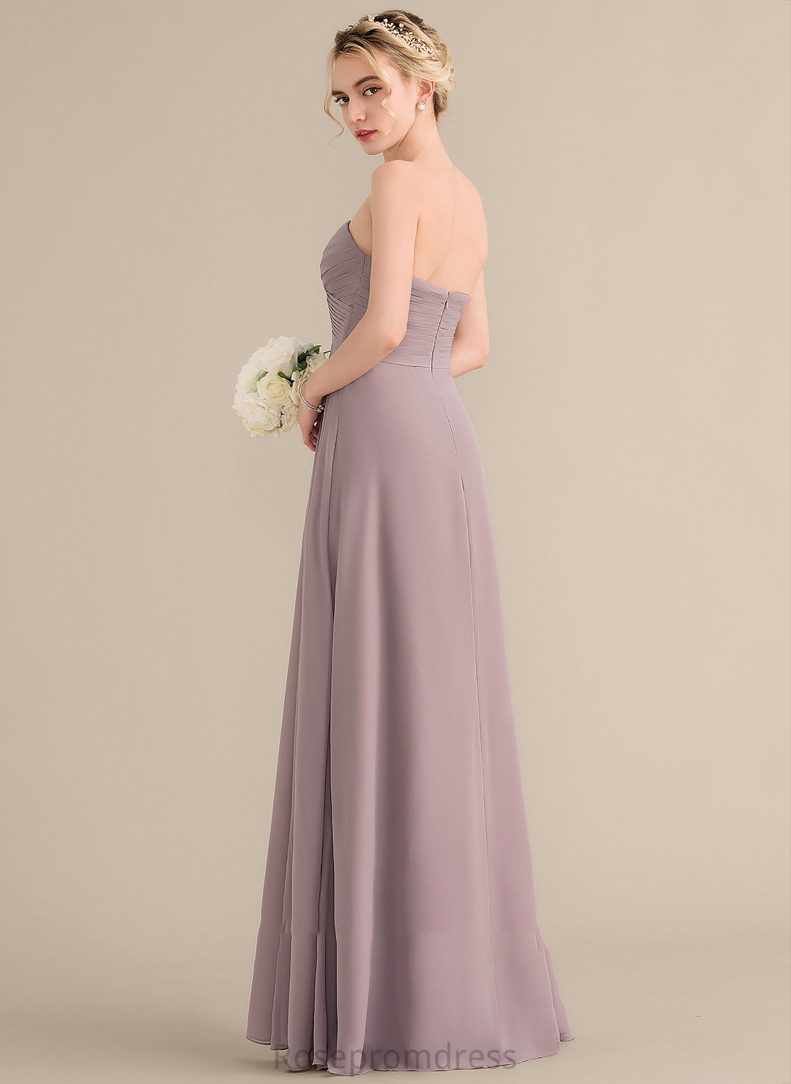 SplitFront Floor-Length Neckline Sweetheart Fabric Silhouette A-Line Length Ruffle Embellishment Kiana Spaghetti Staps Bridesmaid Dresses
