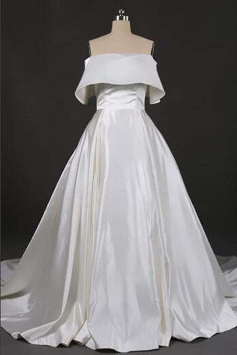 Gorgeous Strapless Ball Gown Long Wedding Dresses, Off The Shoulder Bridal Dresses