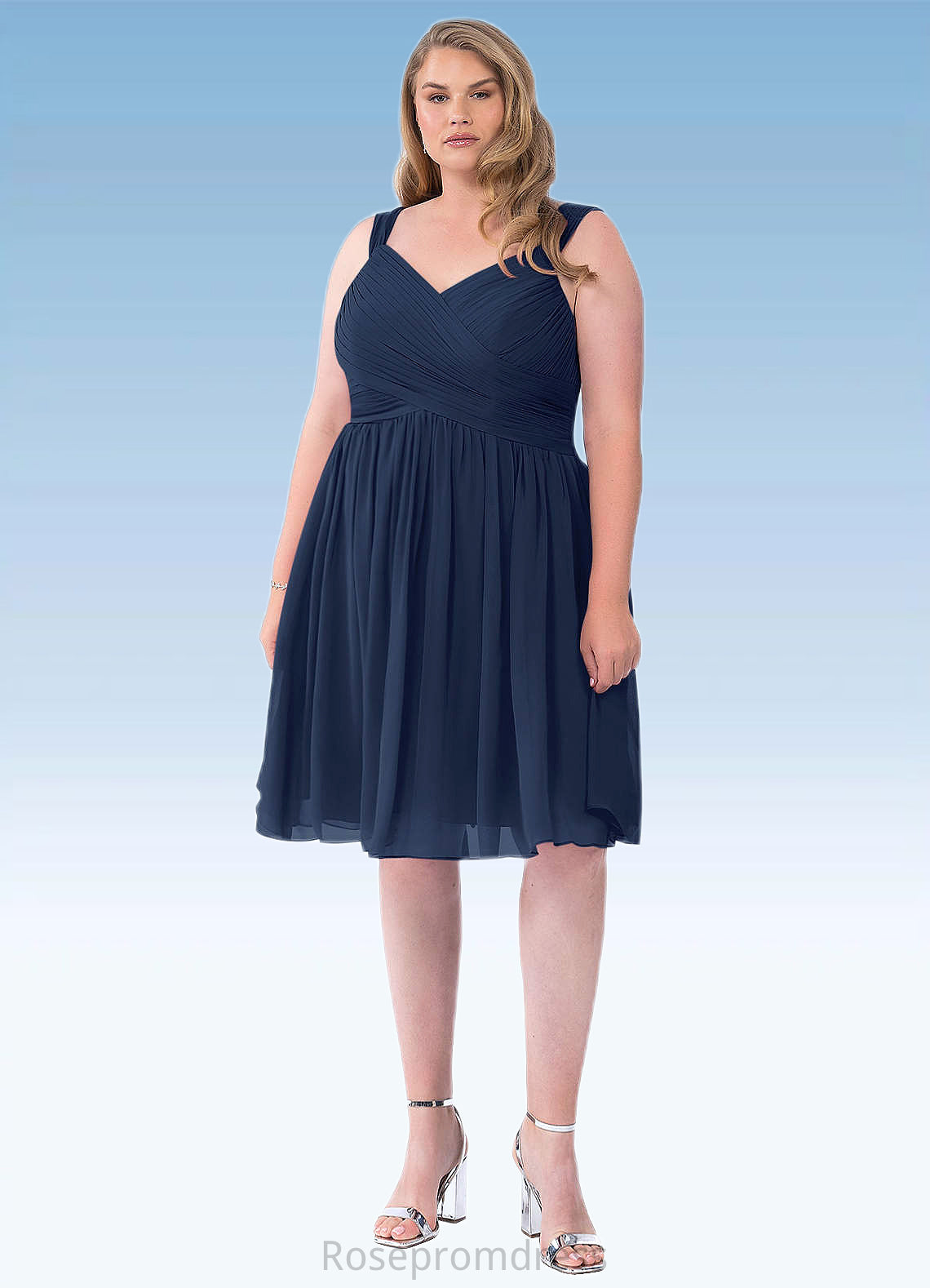 Luna A-Line Pleated Chiffon Knee-Length Dress SRSP0019668