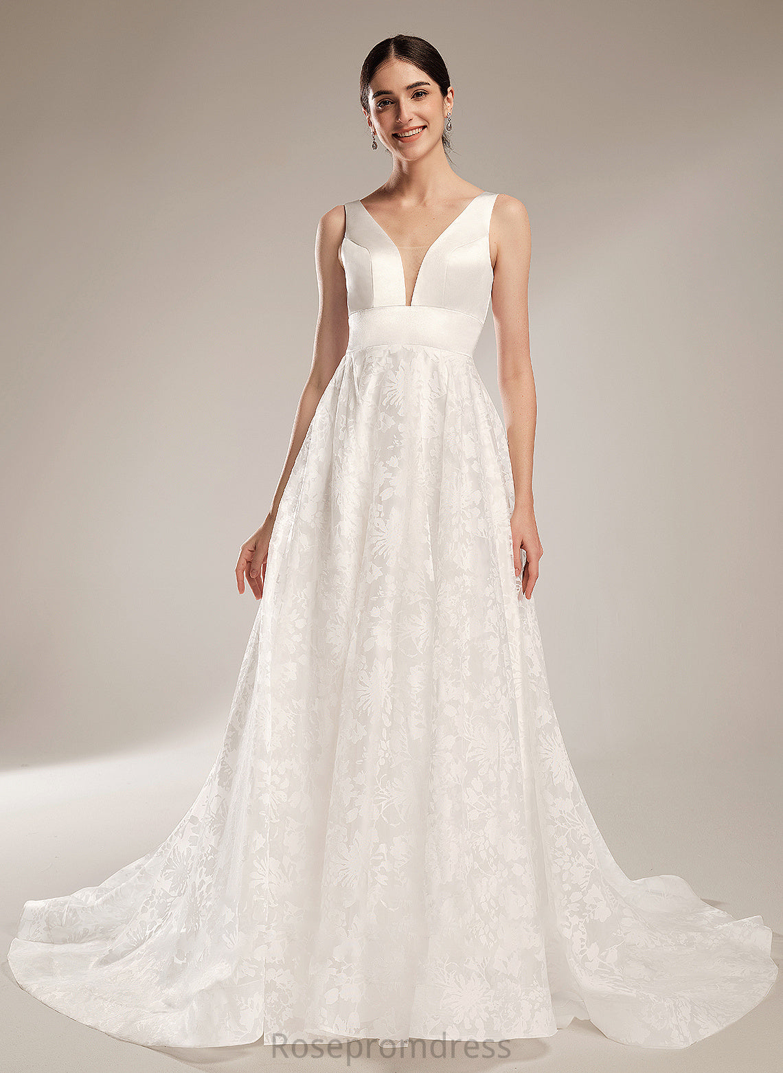 Chapel Wedding Dresses V-neck Ball-Gown/Princess Train Dress Aiyana Wedding