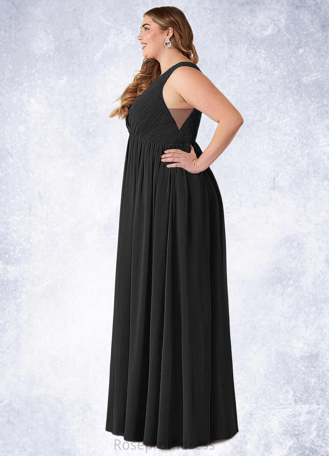 Libby A-Line Pleated Chiffon Floor-Length Dress SRSP0019618