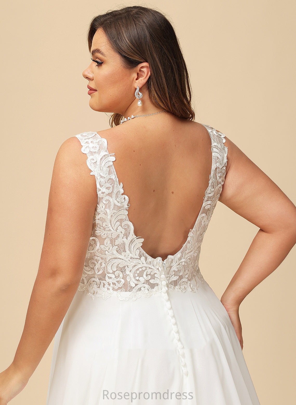 Court Chiffon A-Line Dress Train Wedding Dresses Wedding Lace V-neck Salome