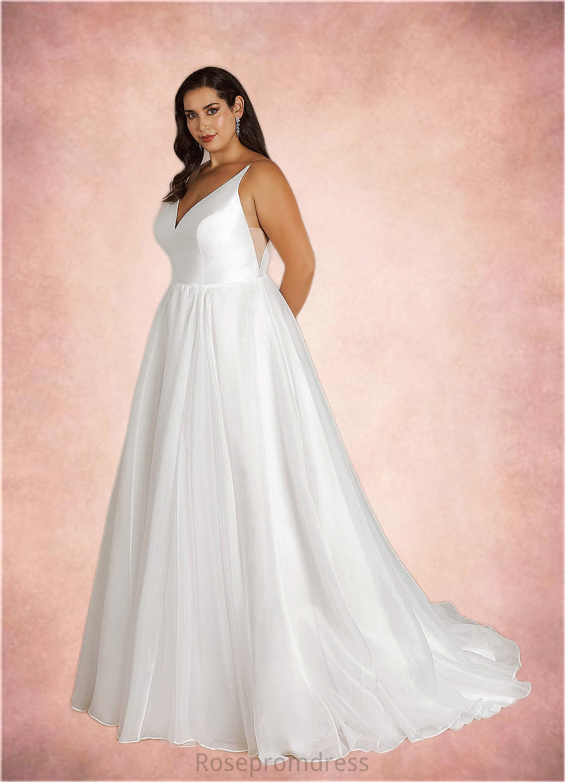 Megan A-Line Organza Chapel Train Dress SRSP0020069