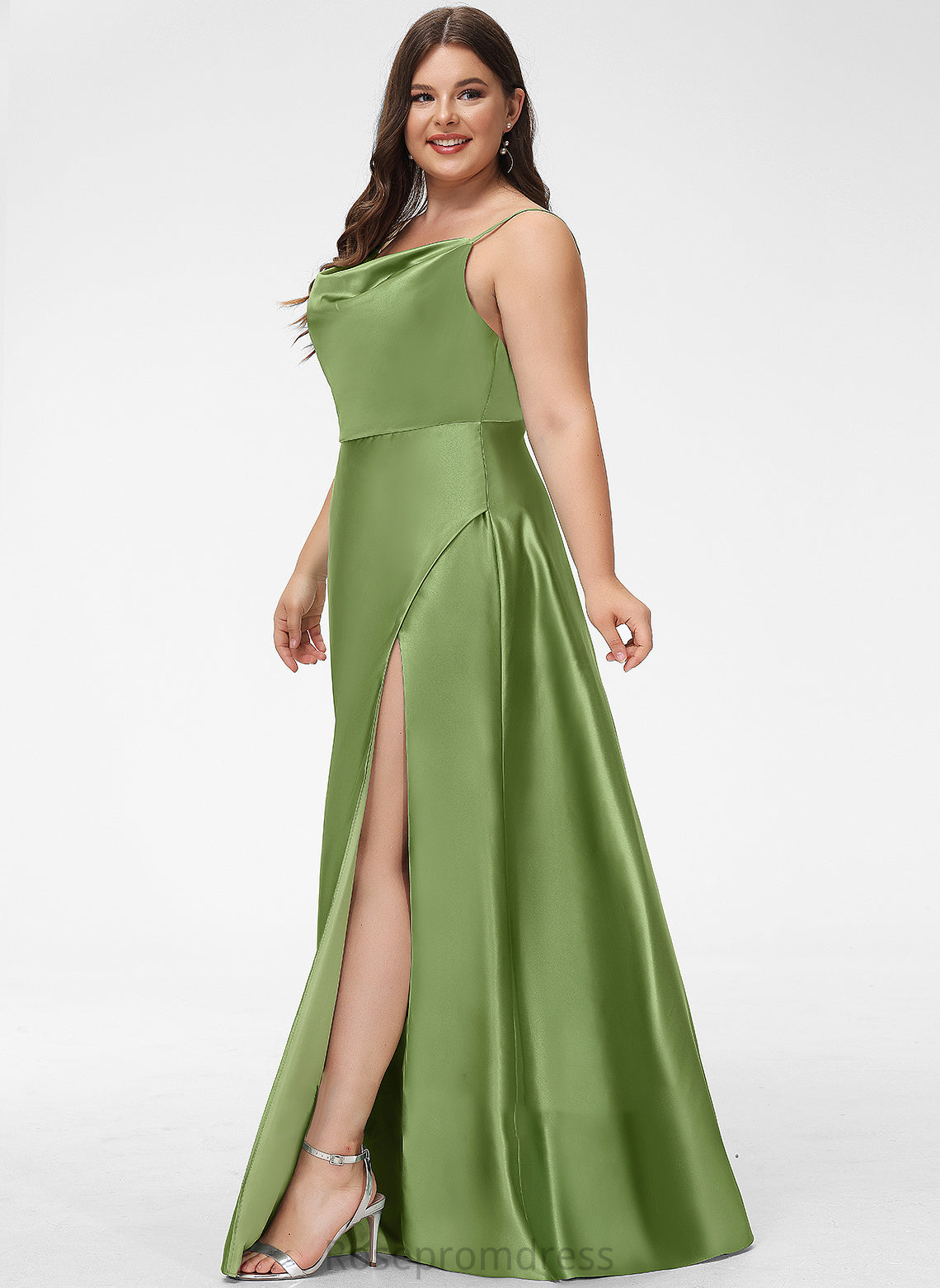 Neckline Fabric Embellishment Floor-Length Length SplitFront A-Line CowlNeck Silhouette Danica Off The Shoulder Trumpet/Mermaid Bridesmaid Dresses