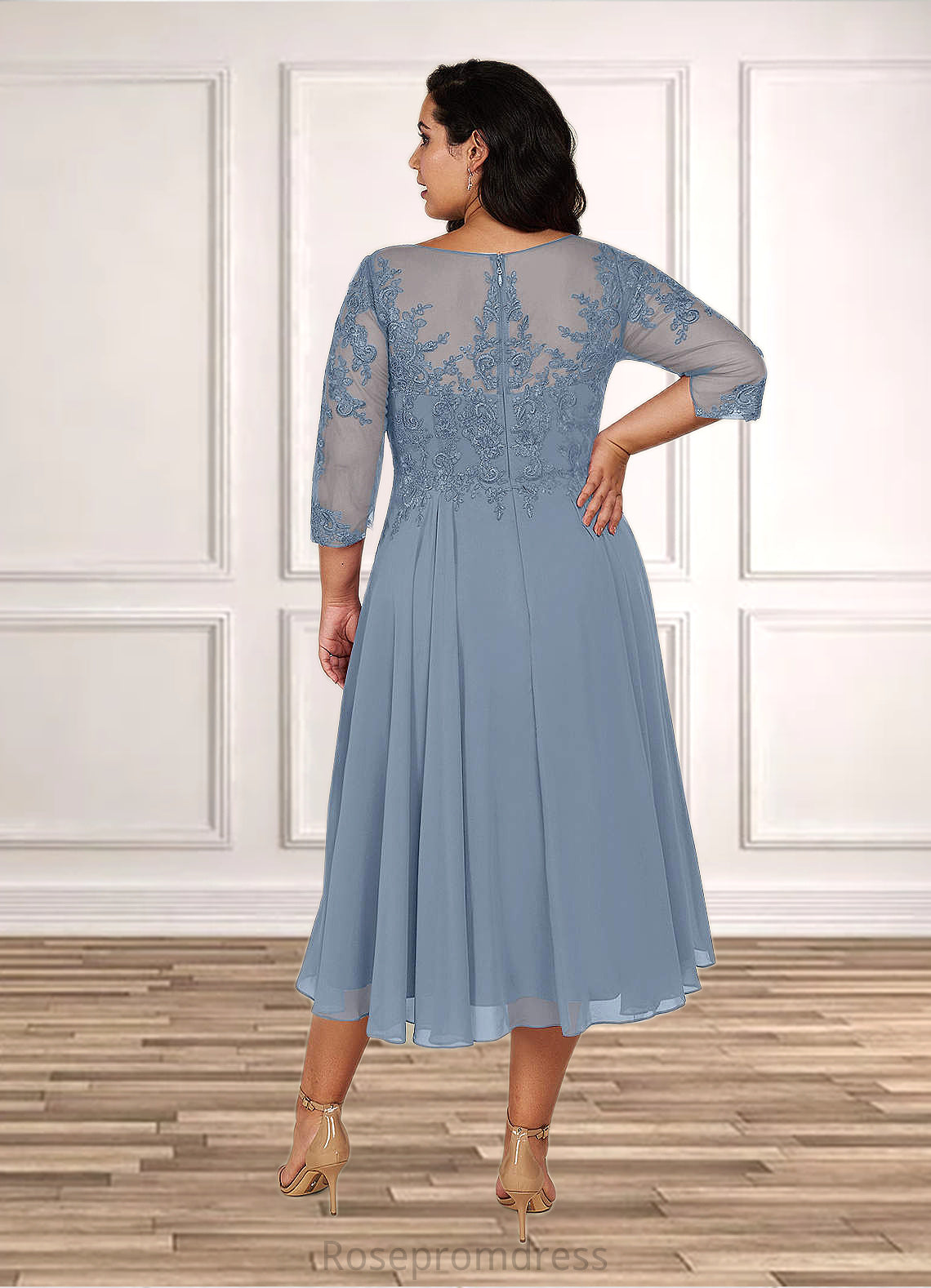 Hadassah A-Line Lace Tea-Length Dress SRSP0019829