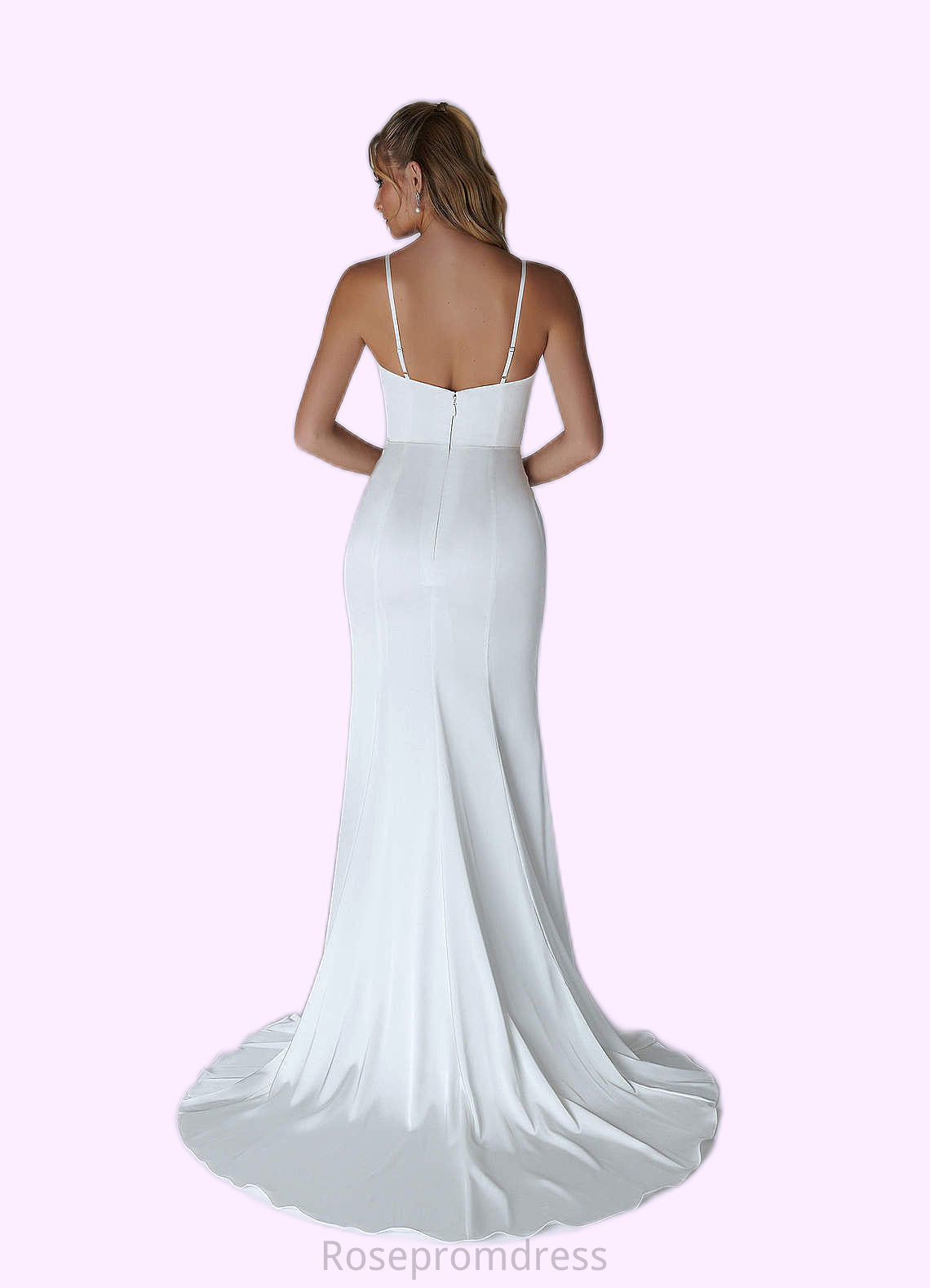 Zoe A-Line Pleated Stretch Satin Chapel Train Dress SRSP0020085