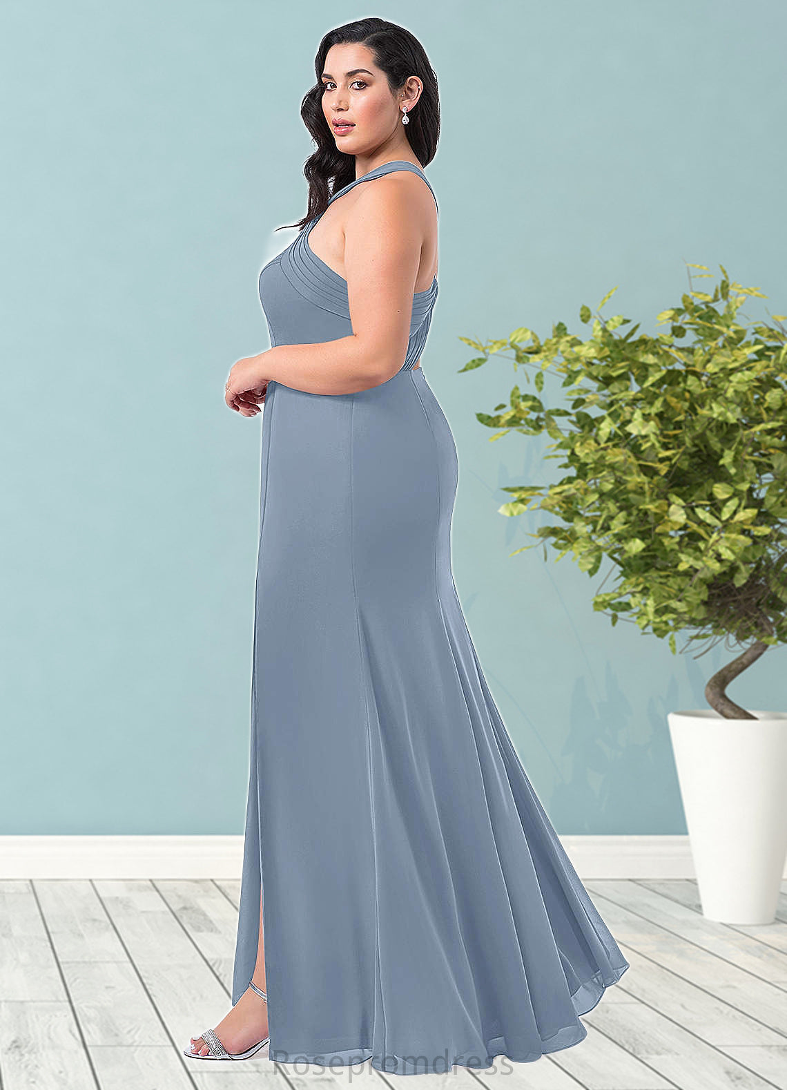 Kennedi A-Line Pleated Chiffon Floor-Length Dress SRSP0019607