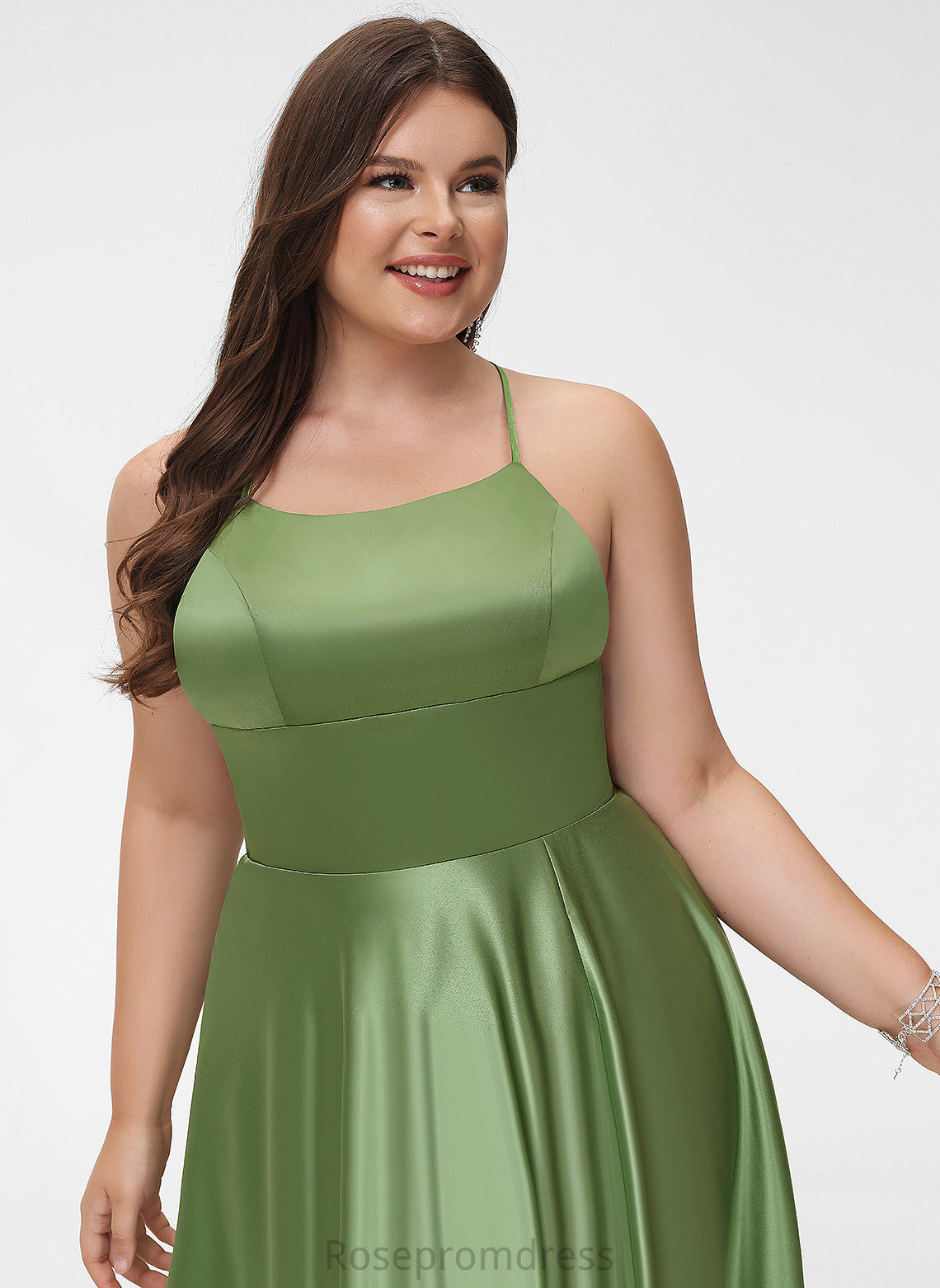 Satin Scoop Marcia A-Line Sweep Train Prom Dresses