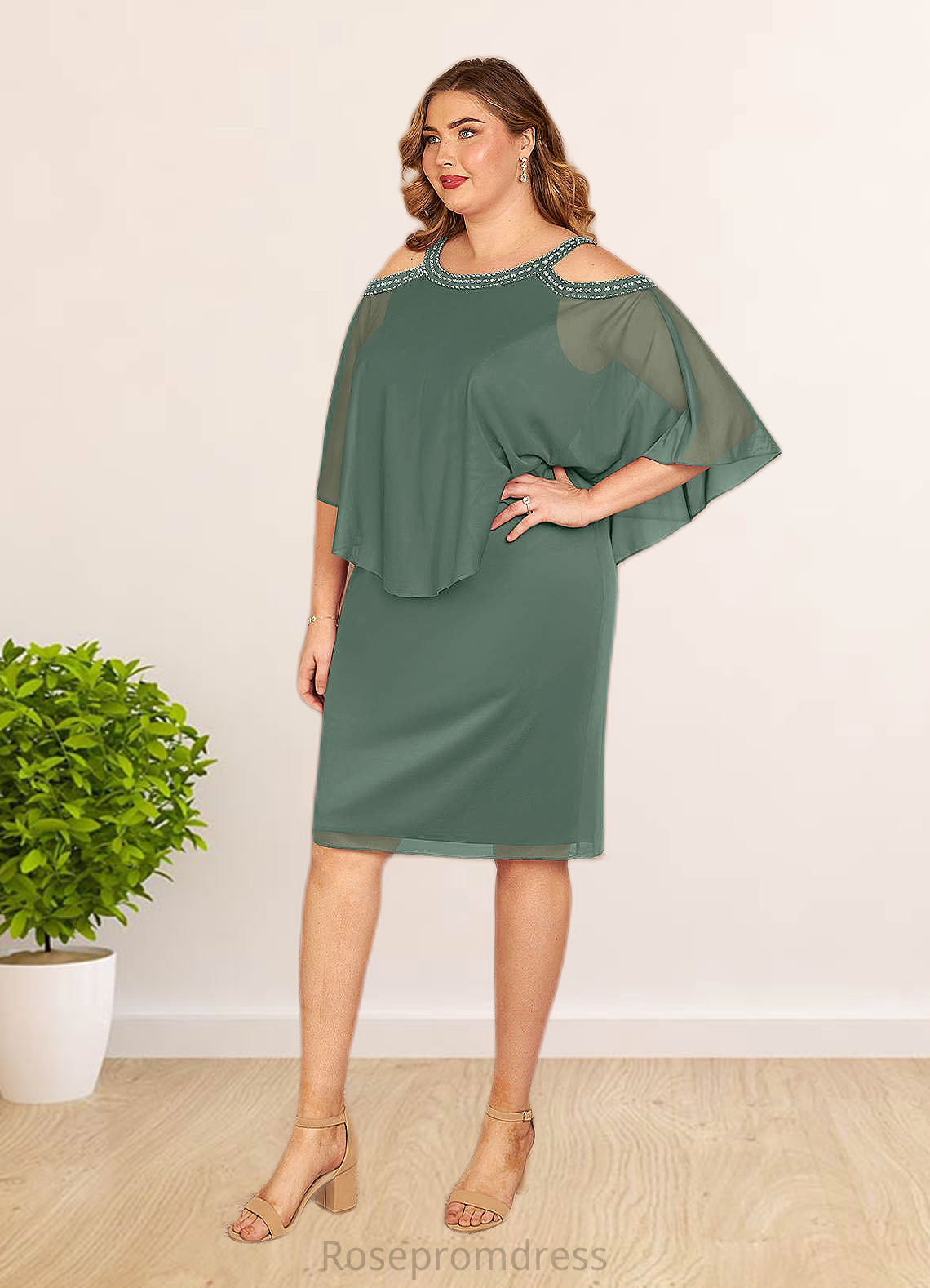 Esmeralda Sheath Sequins Mesh Knee-Length Dress SRSP0019871
