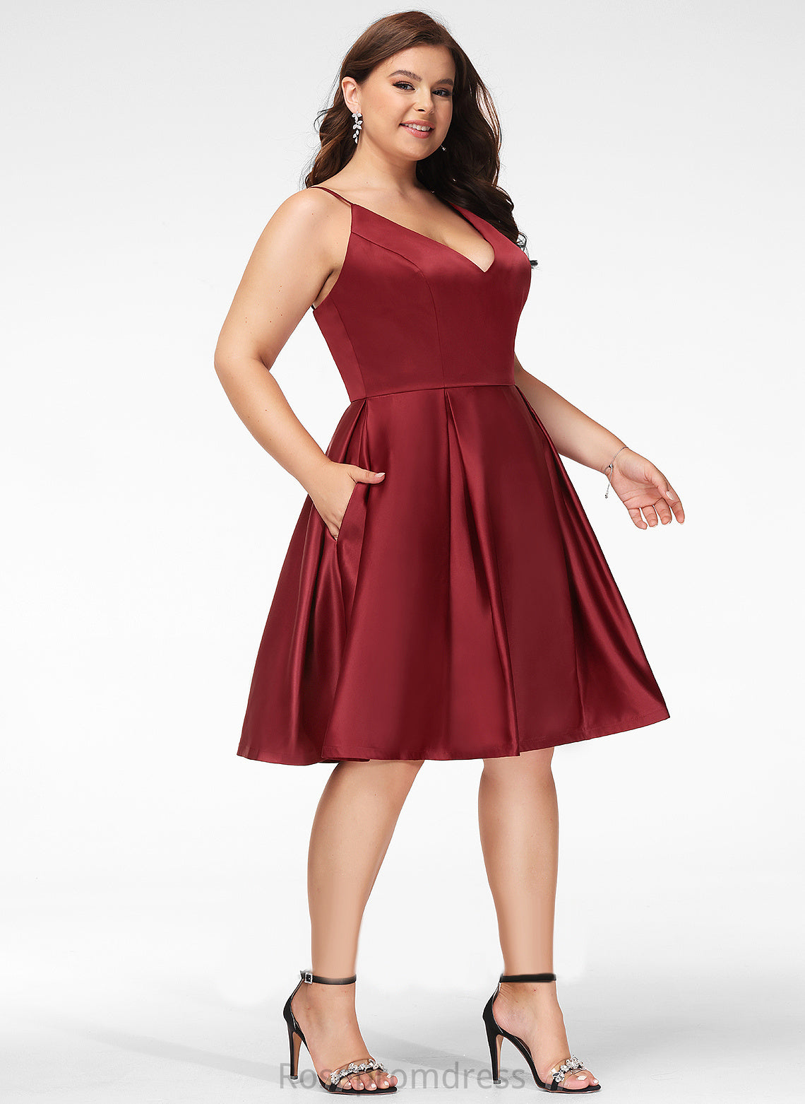 Prom Dresses Short/Mini A-Line V-neck Satin Mckinley