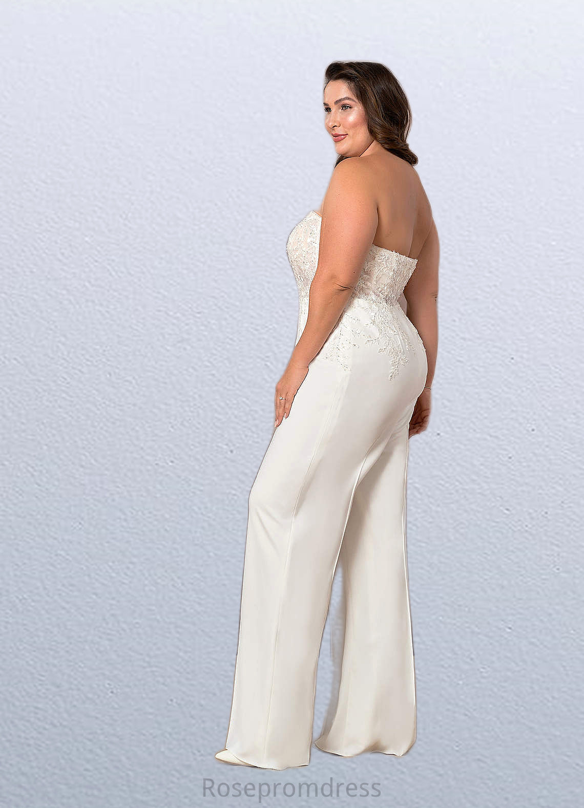 Elvira Sweetheart Neckline Lace Jumpsuit Diamond White/Champagne SRSP0020037