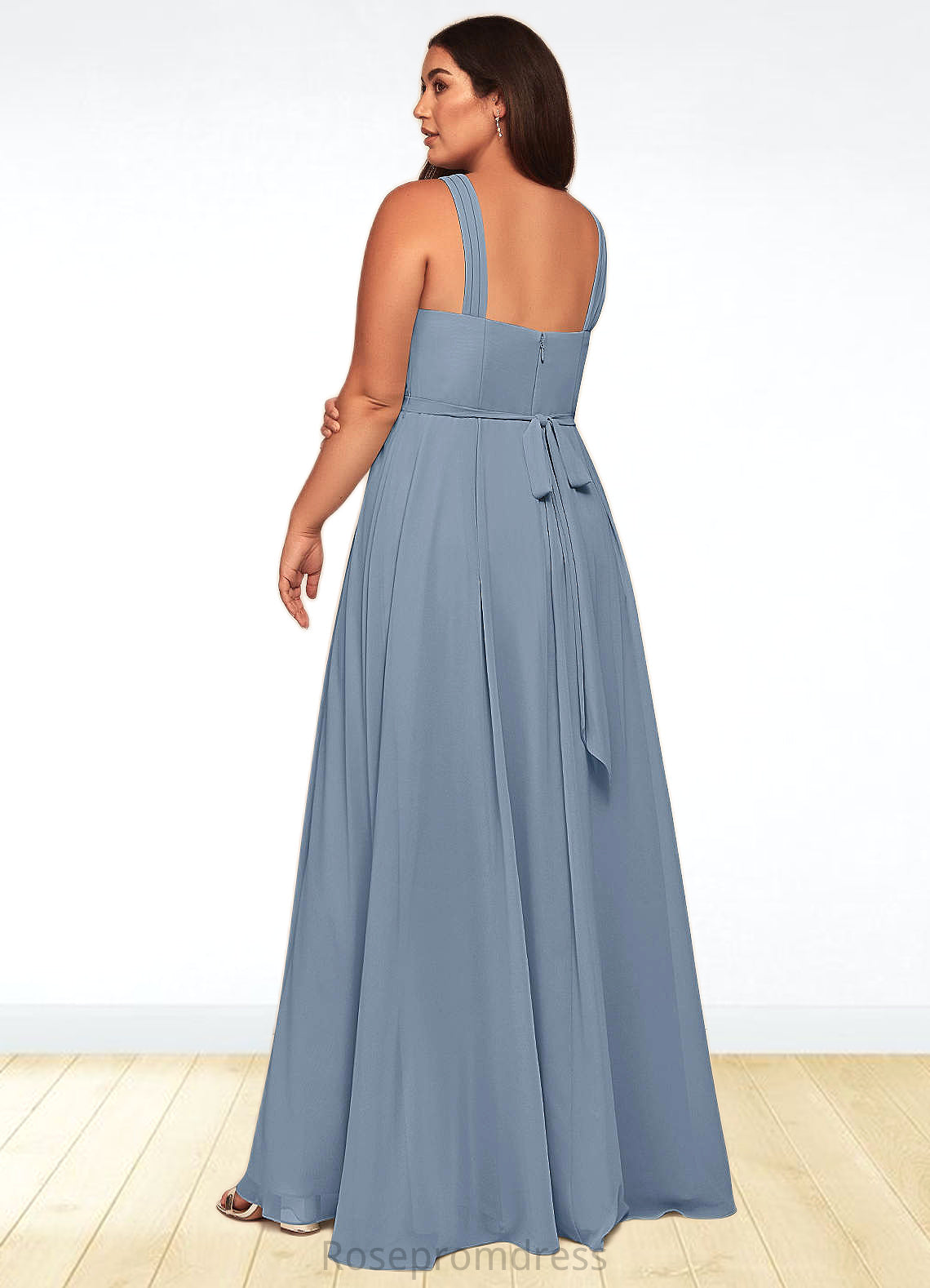 Andrea A-Line Pleated Chiffon Floor-Length Dress SRSP0019638
