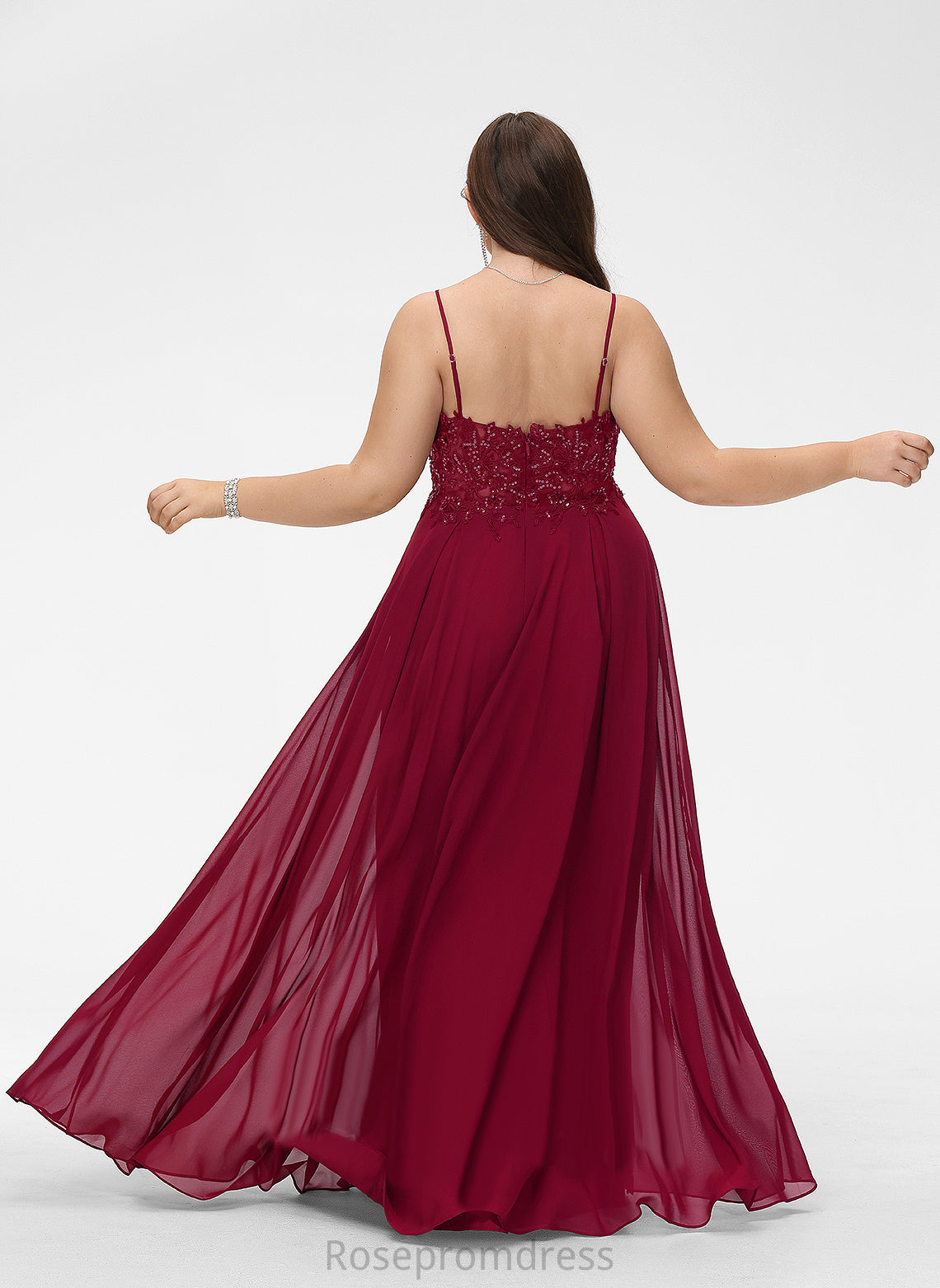 Neckline A-Line Sequins V-neck Floor-Length Silhouette Embellishment Length Fabric Janessa Bridesmaid Dresses