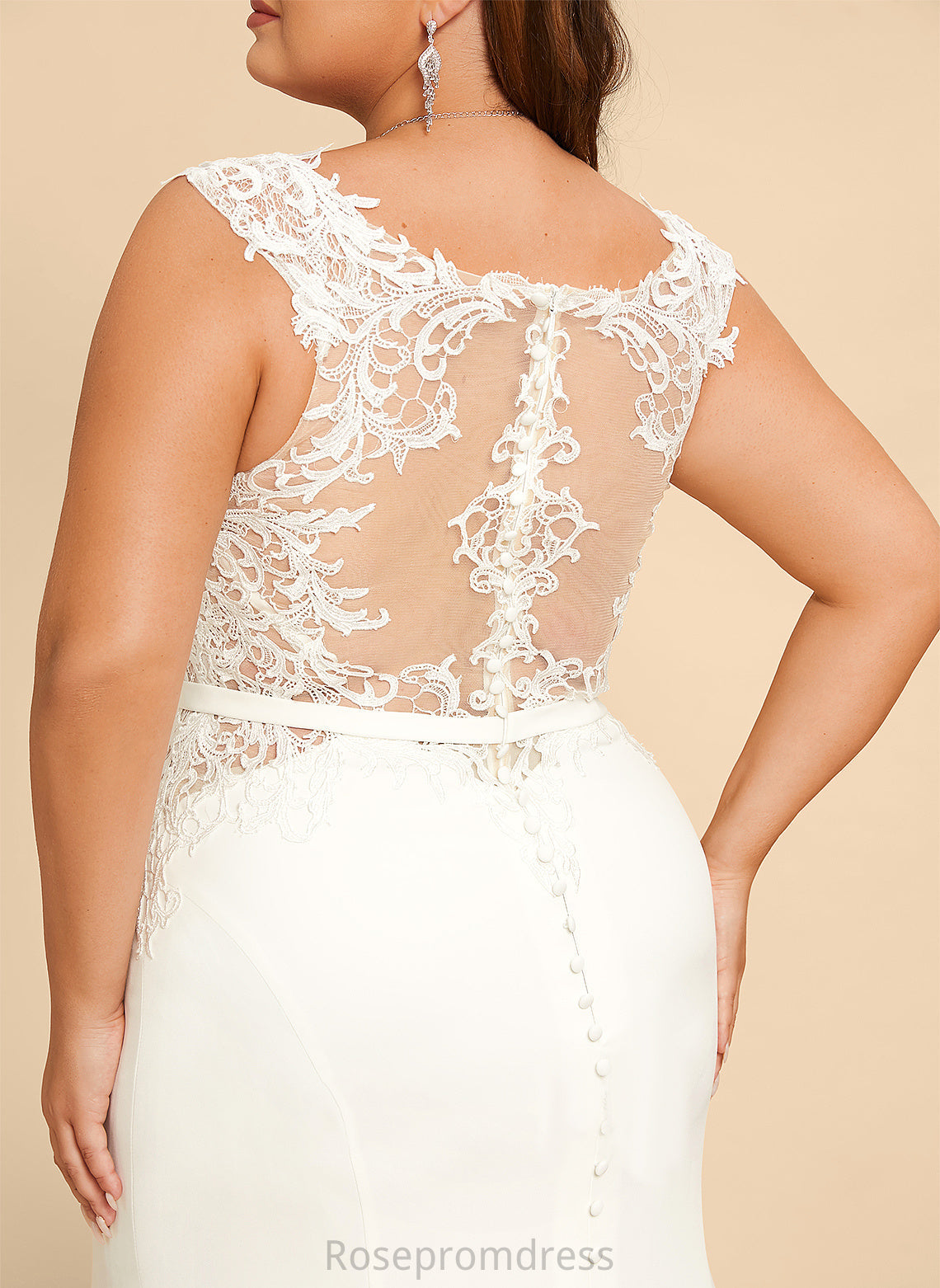 Beatrice Wedding Scoop Train Trumpet/Mermaid Dress Court Neck Wedding Dresses Lace