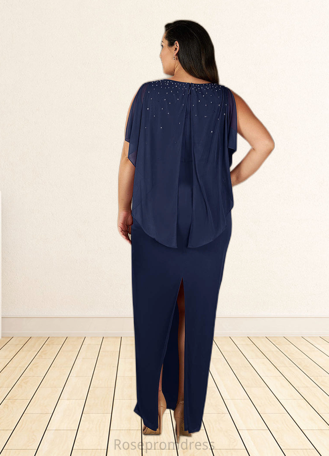 Chloe Sheath Beaded Mesh Floor-Length Dress SRSP0019856