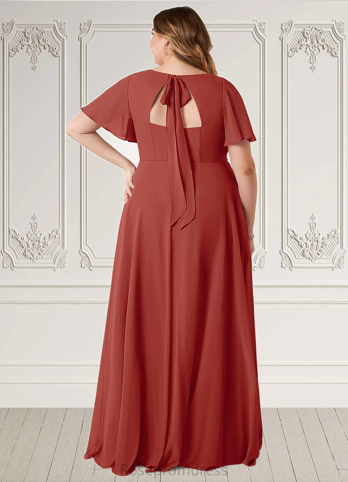 Angela A-Line Ruched Chiffon Floor-Length Dress SRSP0019603