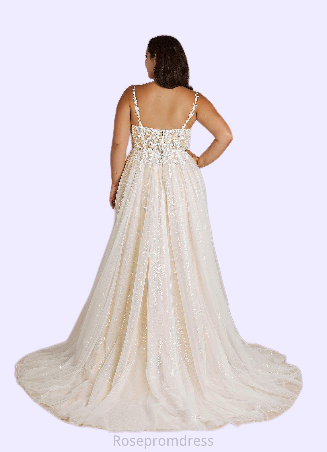 Payten A-Line Sequins Tulle Chapel Train Dress SRSP0020028