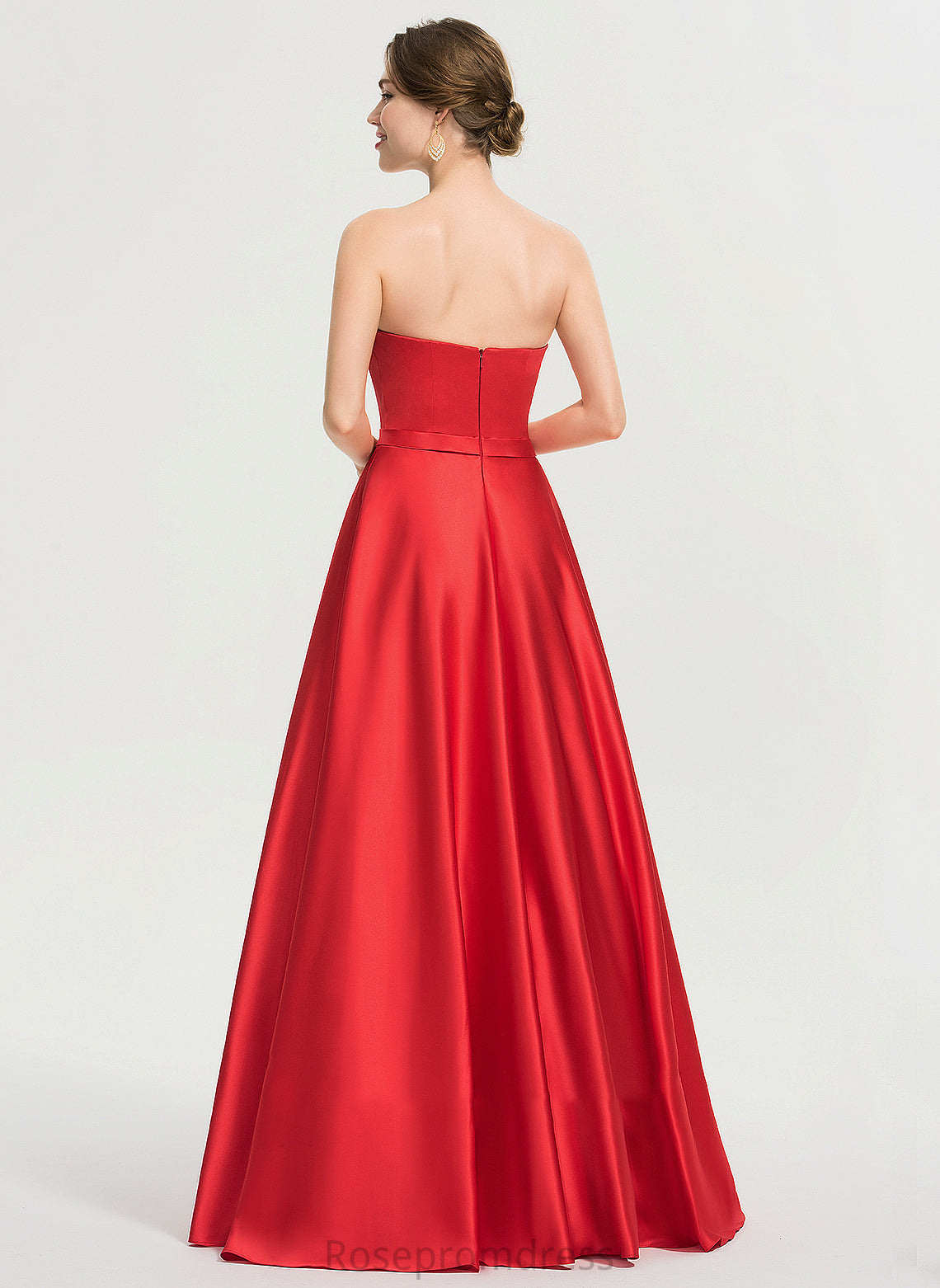 Pockets Parker Floor-Length Satin Beading Sequins Prom Dresses Sweetheart With Ball-Gown/Princess