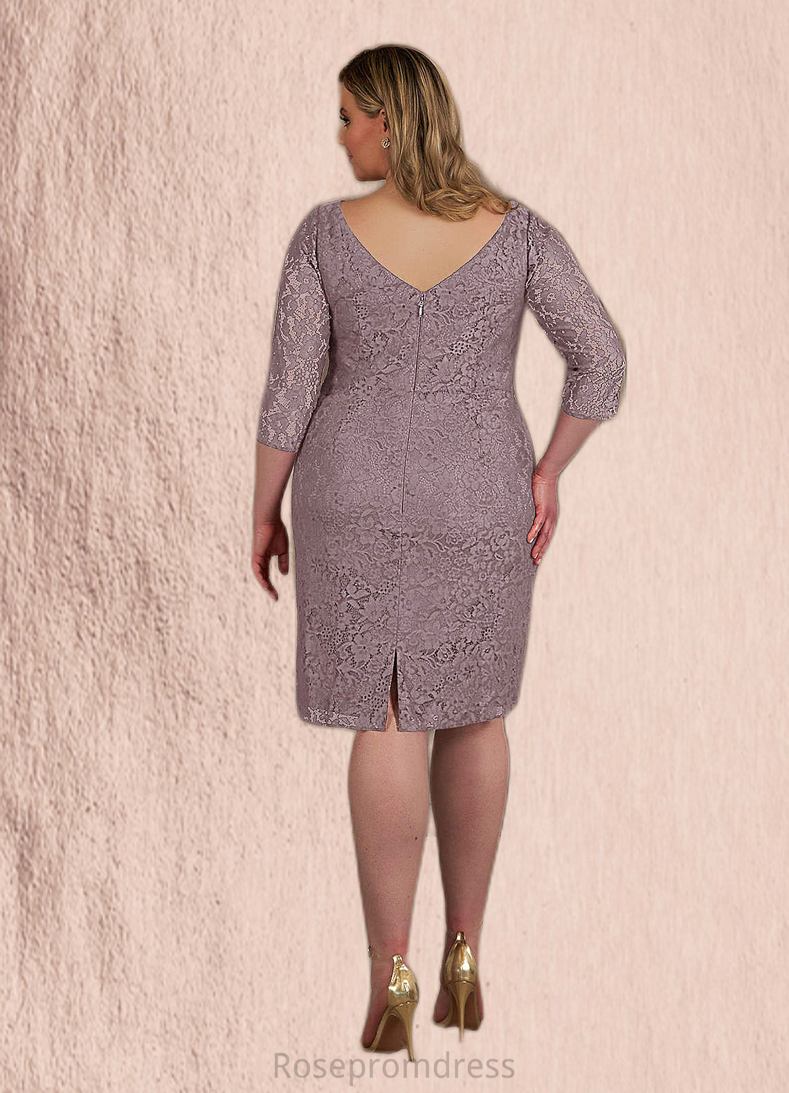 Angela Sheath Lace Knee-Length Dress SRSP0019880