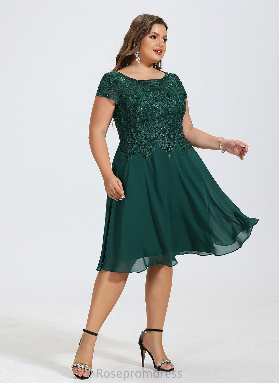 A-Line Scoop Neckline Silhouette Fabric Length Embellishment Knee-Length Sequins Marcie V-Neck Sleeveless Bridesmaid Dresses