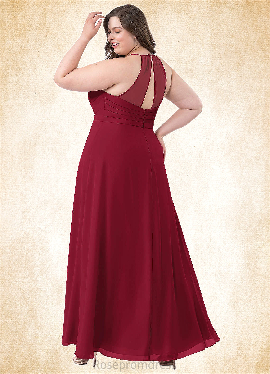 Sandra A-Line Pleated Chiffon Floor-Length Dress SRSP0019722