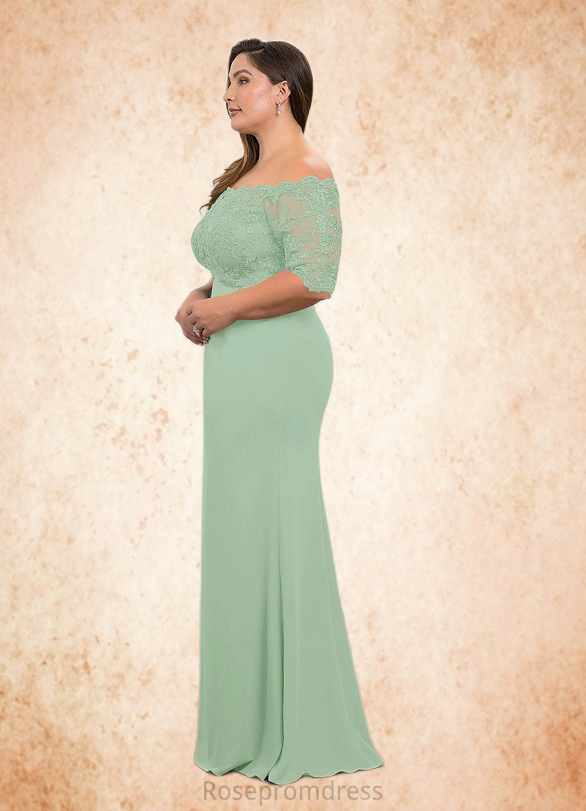 Cameron Mermaid Off the Shoulder Lace Floor-Length Dress SRSP0019919