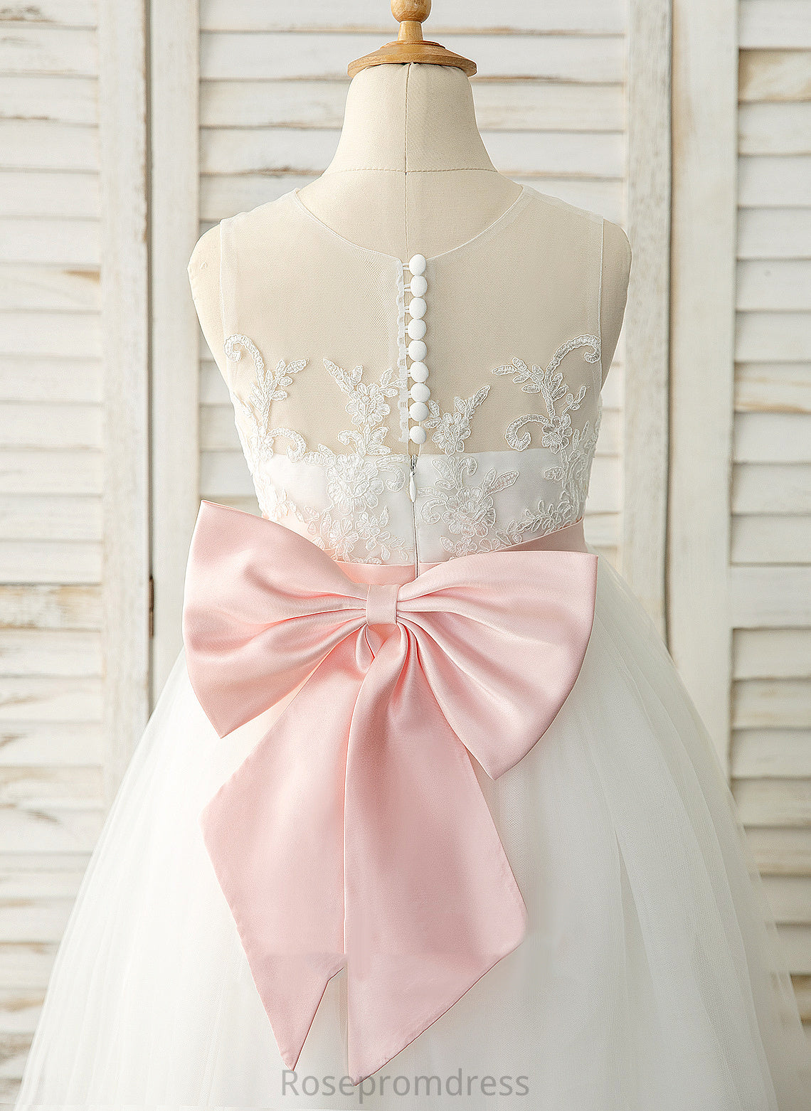 Sleeveless With A-Line Bow(s) (Undetachable Floor-length Karen sash) Dress Flower Girl Dresses Satin/Tulle/Lace Scoop Girl - Neck Flower