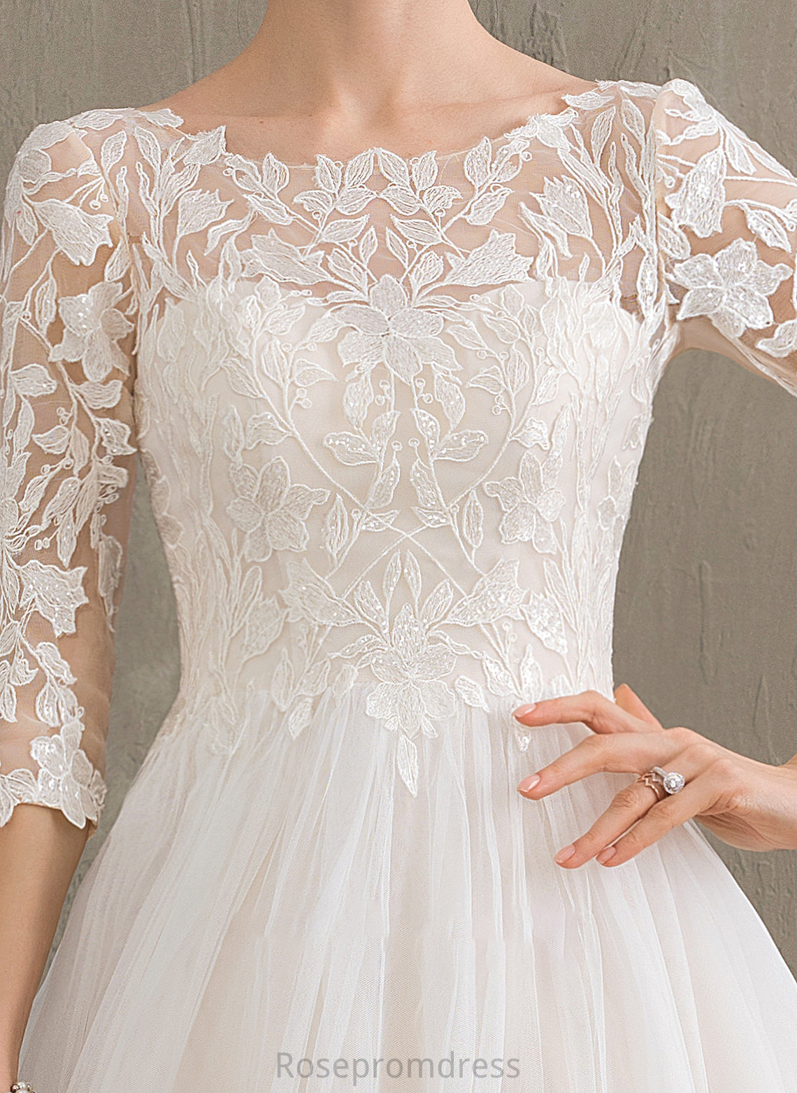 Ball-Gown/Princess Dress Neck Wedding Tulle Sequins Wedding Dresses Train With Scoop Court Lillie