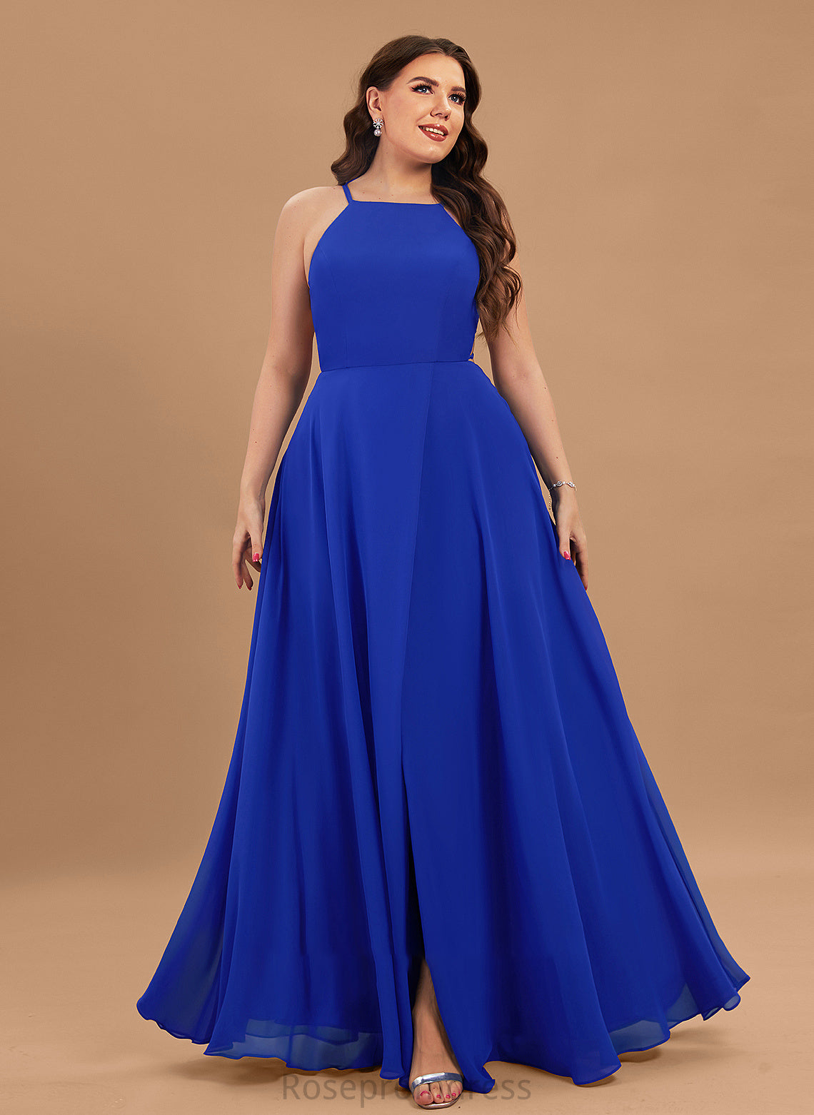 Neck Prom Dresses Floor-Length A-Line Front Split Chiffon With Dayanara Scoop