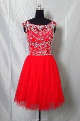 Real Made Beaded Back Zipper Short Prom Dresses New Arrival Tulle Homecoming Dresses RS860