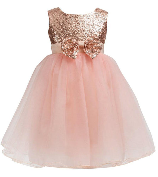 Little Girls Sequin Mesh Tulle Baby Dress Flower Girl Ball Gown Party Dress Prom FG1006