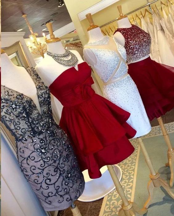 Red A-Line Strapless Bowknot Short Prom Dress Satin Party Dress Homecoming Dresses H1246