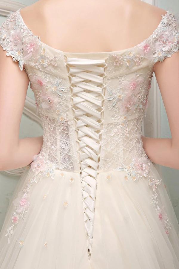Stunning Off the Shoulder Pink Ball Gown Quinceanera Dresses Tulle 3D Flowers Prom Dresses P1142